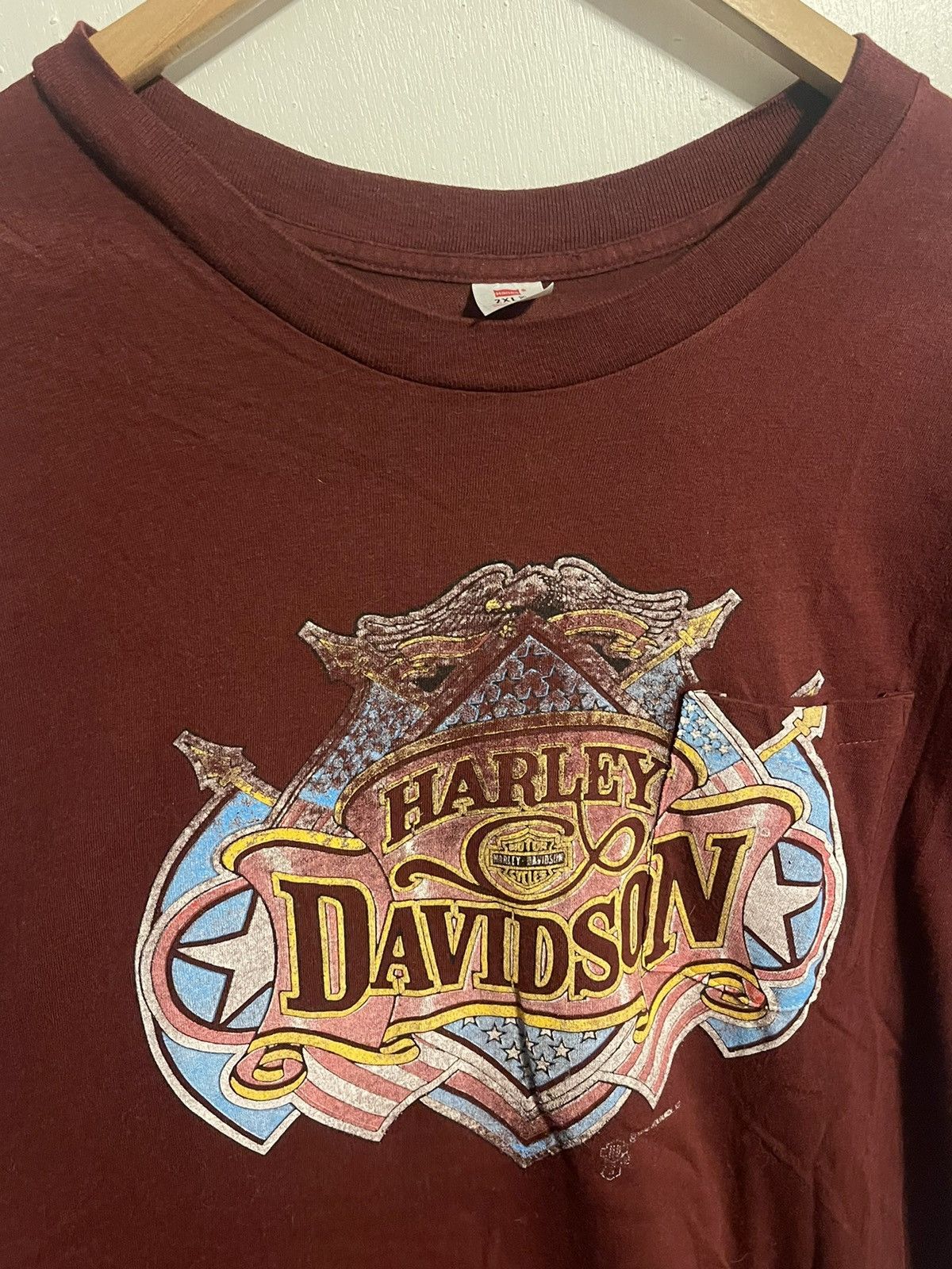 Vintage Vintage 90s Harley Davidson Pocket Tee Size US XXL / EU 58 / 5 - 2 Thumbnail