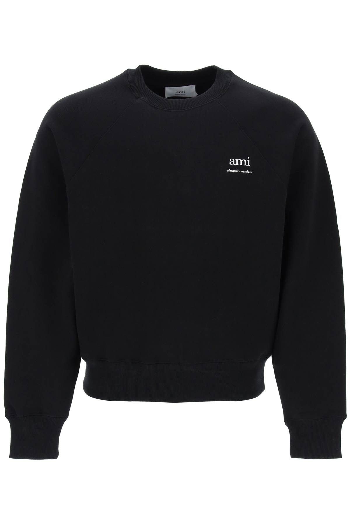 image of Ami Alexandre Matiussi Organic Cotton Crewneck Sweatshirt in Noir, Women's (Size Medium)