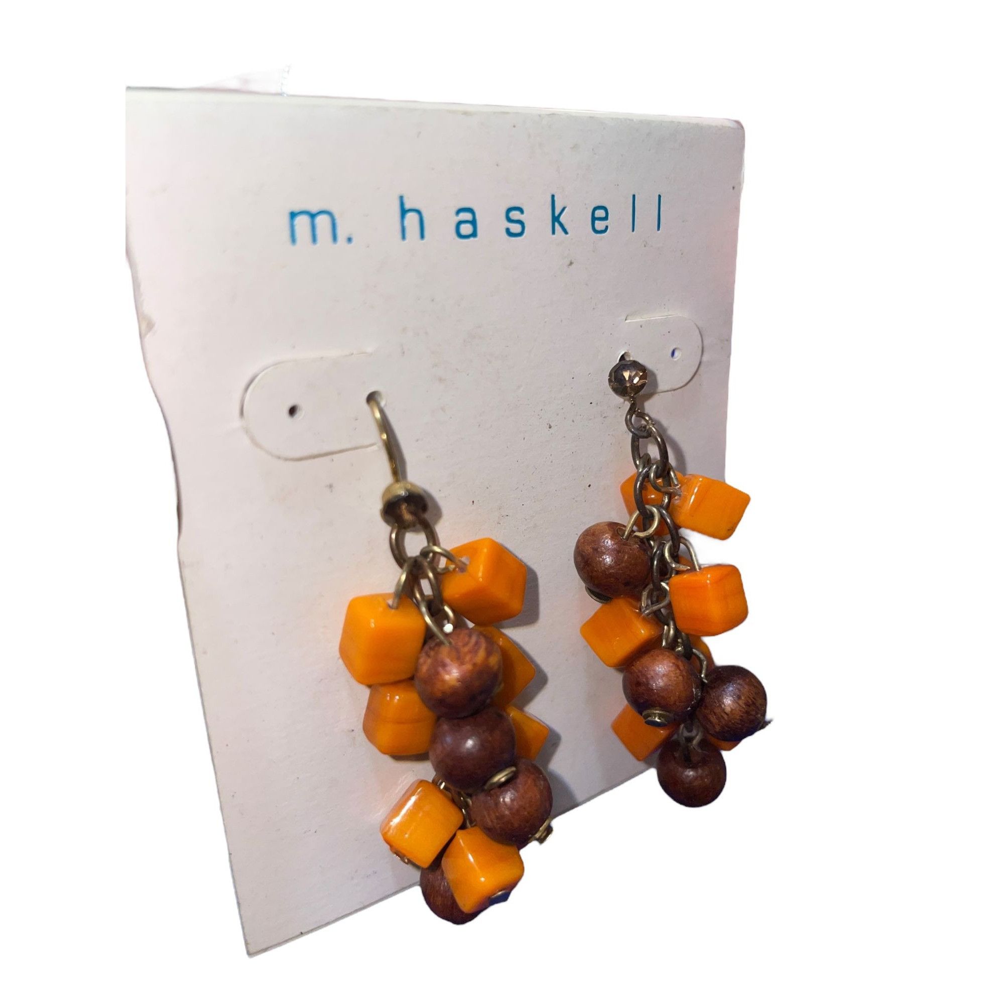 Miriam Haskell Vintage Miriam Haskell Earrings Dangle Hook Orange Brown 2" Size ONE SIZE - 4 Thumbnail