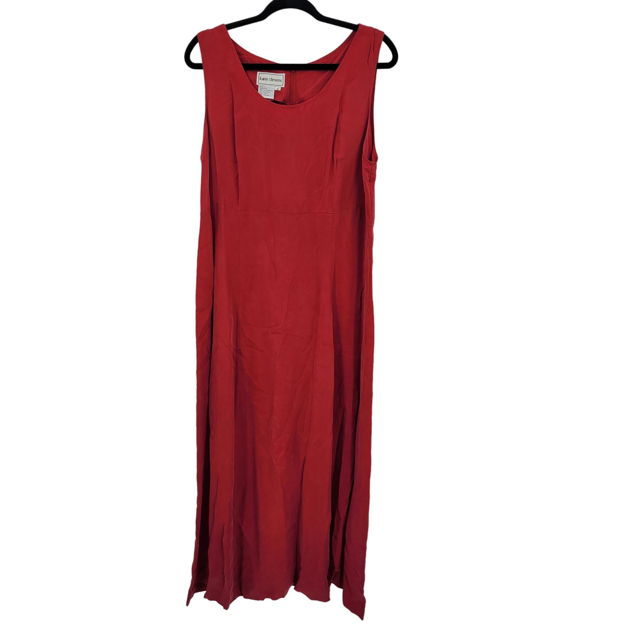 Vintage Karin Stevens Red Sleeveless Modest Maxi Dress 16 2pc Set Pl Size XXL / US 16-18 / IT 52-54 - 12 Thumbnail