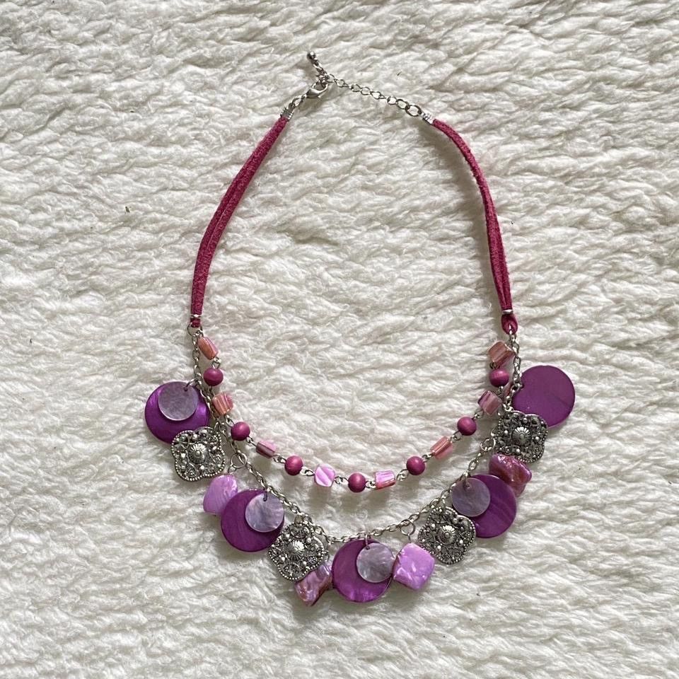 Other Purple Layered Necklace with Silver & Natural Charms Size ONE SIZE - 5 Thumbnail