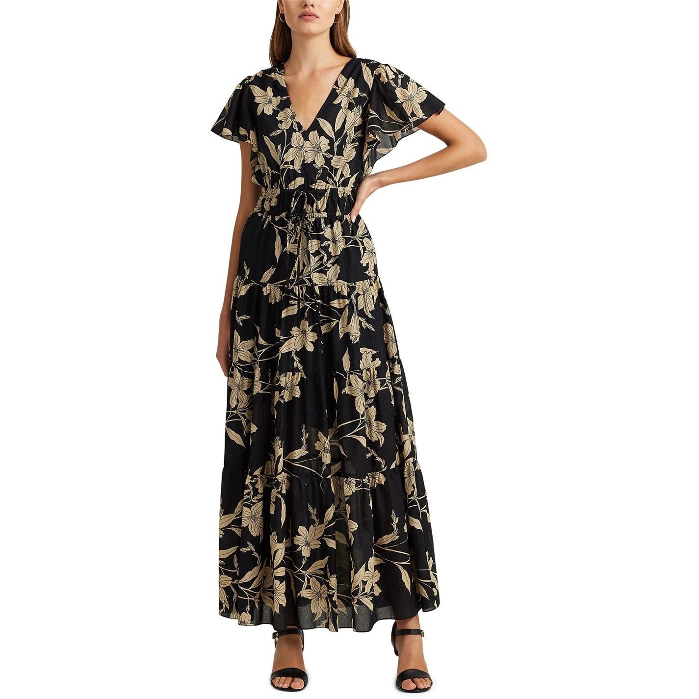 Lauren Ralph Lauren o1g2r1mq0825 Tofleur Maxi Dress in Black/Tan Size S / US 4 / IT 40 - 4 Thumbnail