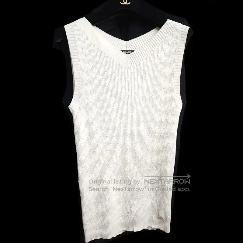 Chanel Chanel Summer Cream Cotton Sleeveless Top . Size S / US 4 / IT 40 - 1 Thumbnail