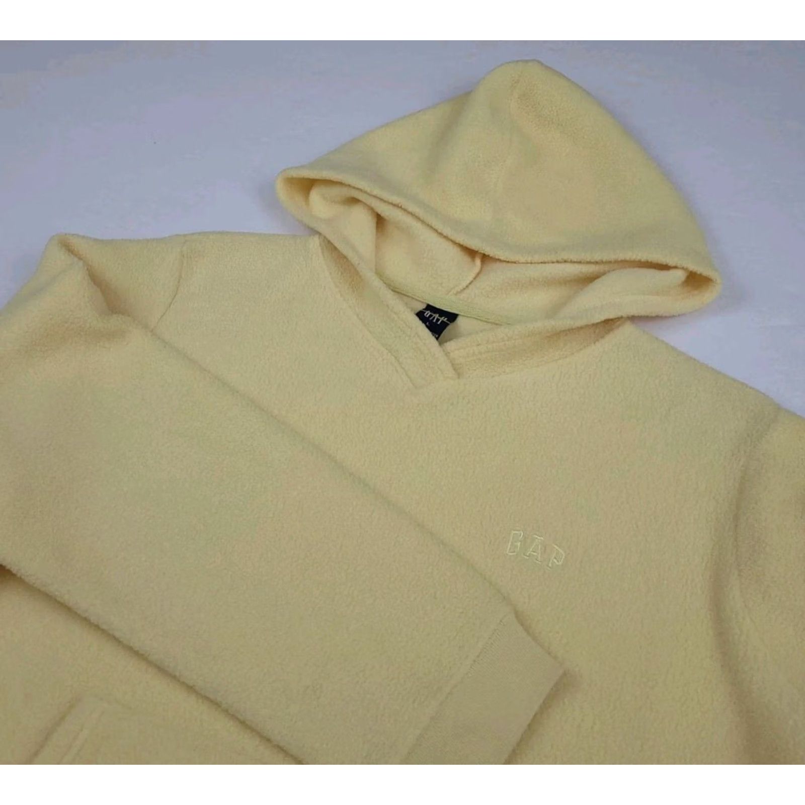 Gap VINTAGE Gap Shirt Womens L Yellow Y2k Fleece Hoodie Sweatshirt Pale Spellout Sport USA Vtg Size L / US 10 / IT 46 - 3 Thumbnail