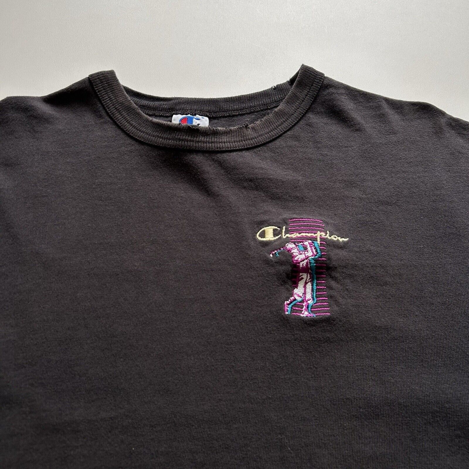 Champion Vintage 90s Champion Golfing Graphic T Shirt XL Faded Black Size US XL / EU 56 / 4 - 2 Thumbnail