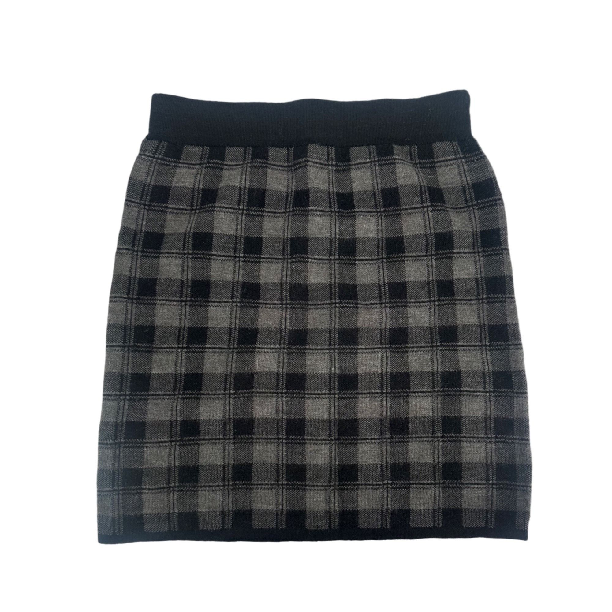 Other Adrienne Vittadini Wool Checkered Mini Skirt Black/Grey - S Size 26" / US 2 / IT 38 - 2 Thumbnail