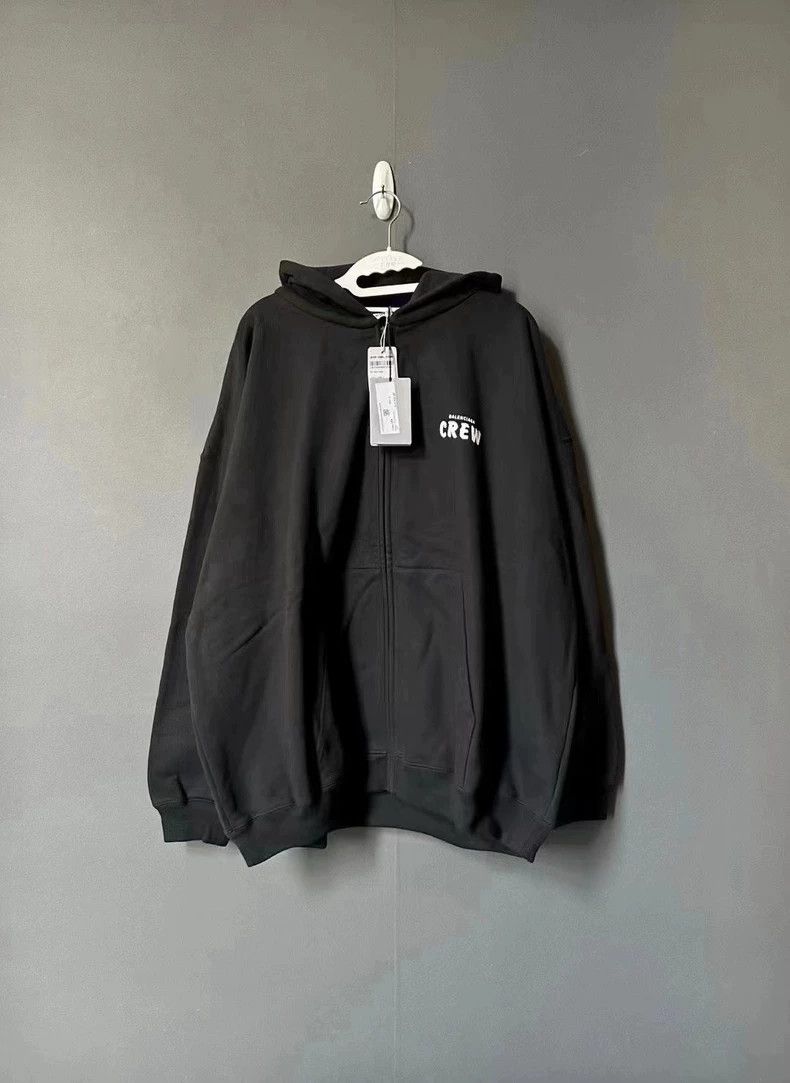 Balenciaga Balenciaga Black crew zip-up hooded jacket 2502 