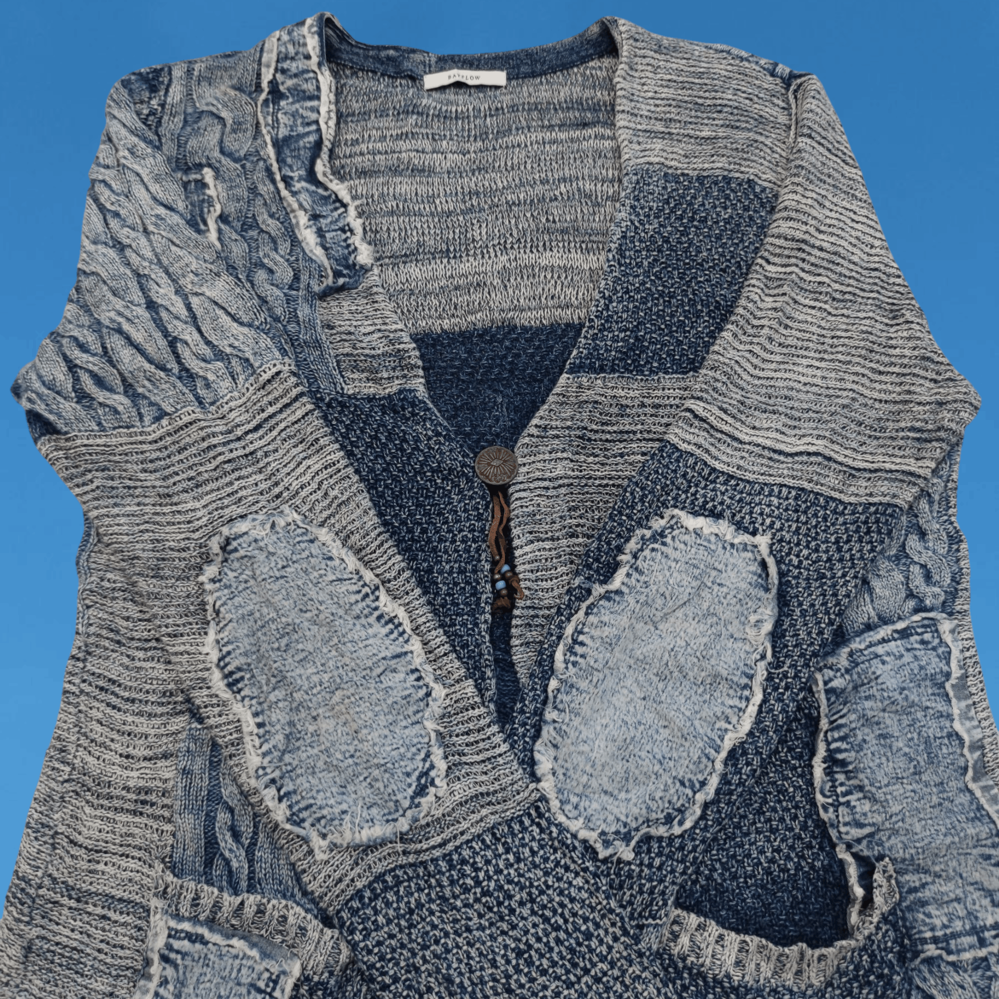 Japanese Brand Japanese Brand Bayflow Patchwork Grunge Style Cardigan Knit Size US M / EU 48-50 / 2 - 3 Thumbnail
