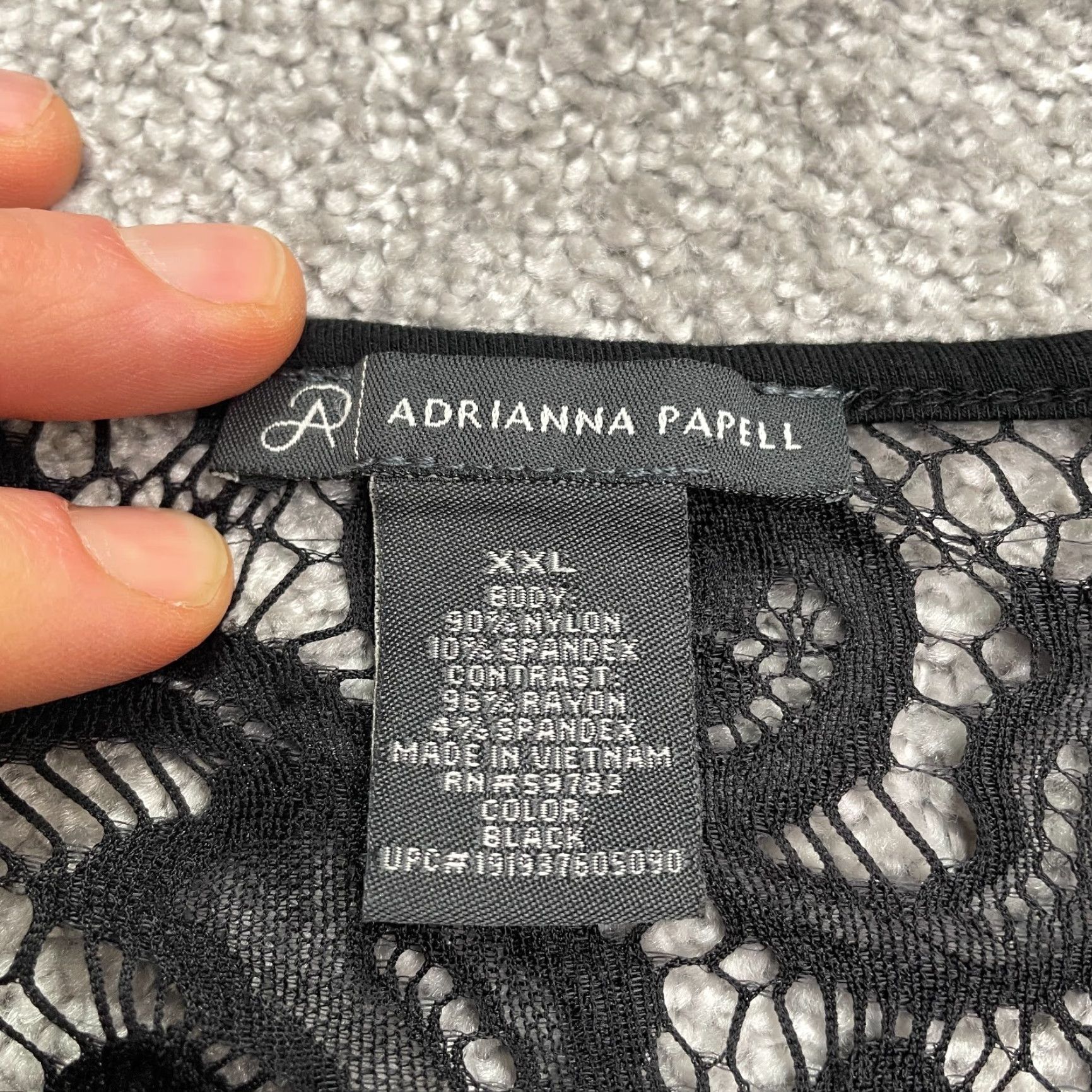 Adrianna Papell Adrianna Papell Lace Tank Top Womens 2XL Black Sleeveless Round Neck Casual Shirt Sleeveless Womens Black Lace Tank Top Size XXL / US 16-18 / IT 52-54 - 4 Thumbnail