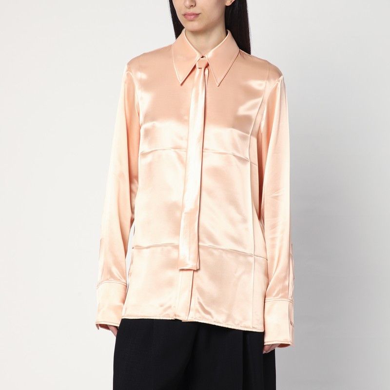 Jil Sander Jil Sander Shirt With Pink Tie In Shiny Viscose Blend Size S / US 4 / IT 40 - 1 Thumbnail