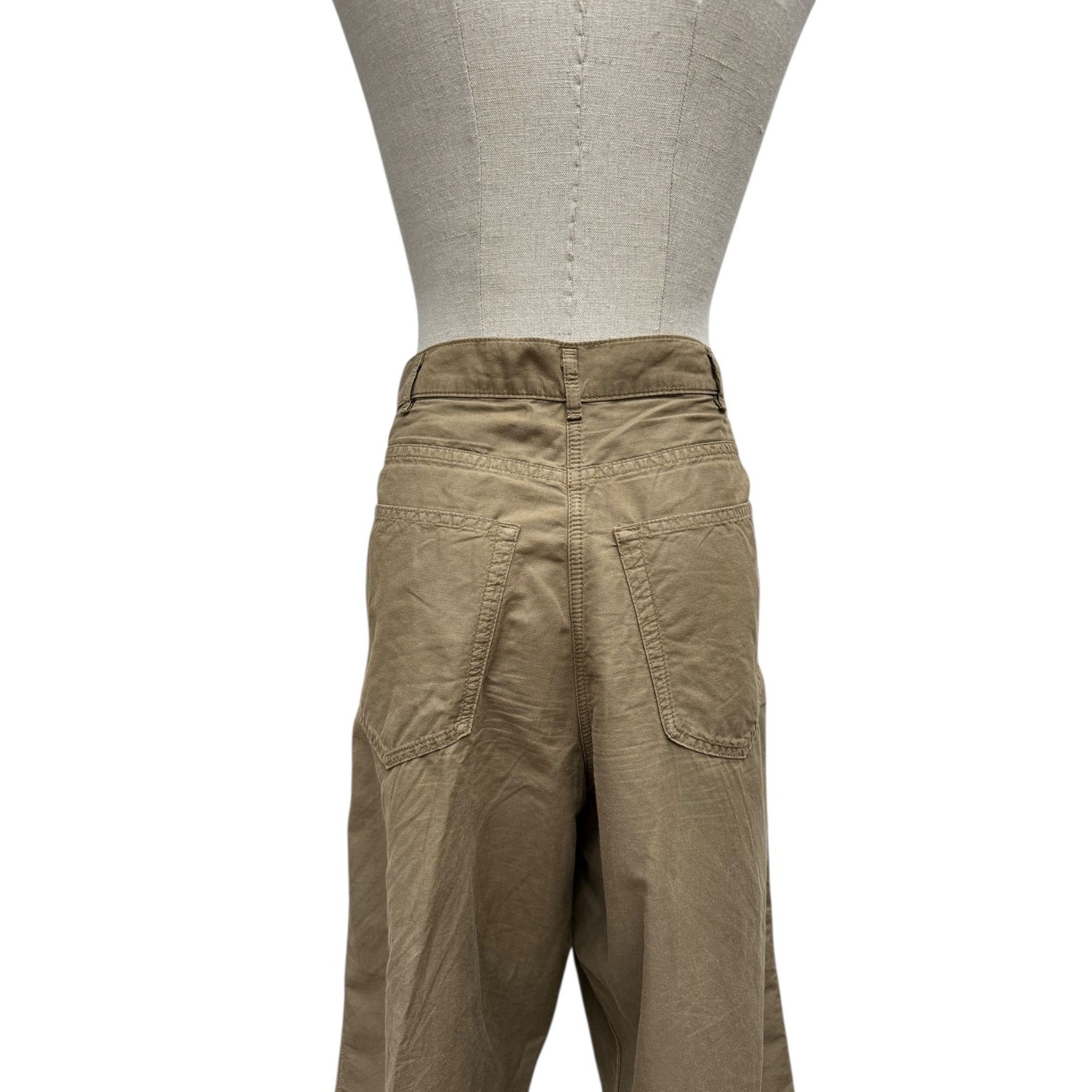 Dries Van Noten Kaki Cotton/Linen Wide Pants Size 26" / US 2 / IT 38 - 4 Thumbnail