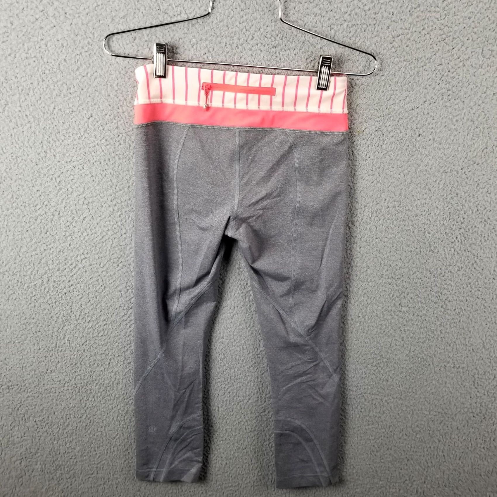 Lululemon Lululemon Run Inspire Crop II Leggings Pocket Size 4 Striped Coral Running Pants Size 27" / US 4 / IT 40 - 2 Thumbnail
