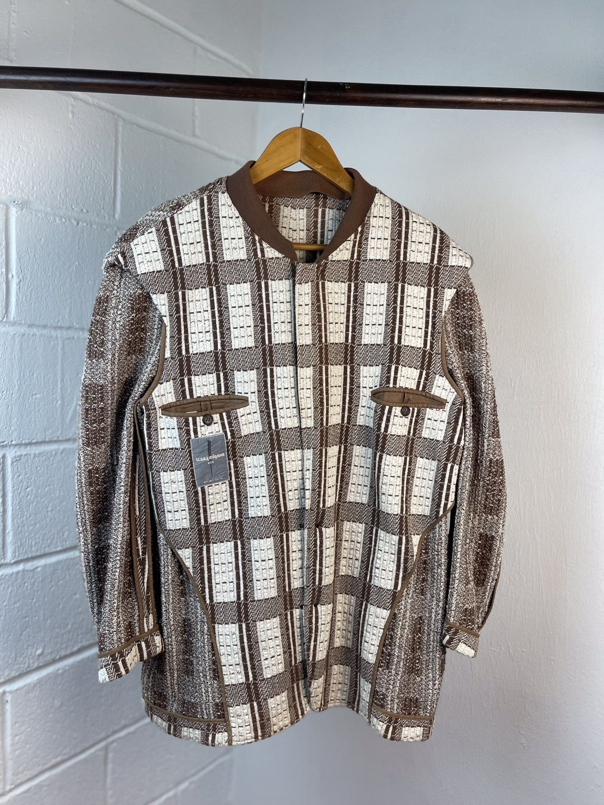 Issey Miyake 80s Issey Miyake Men Plaid Cotton Coat A1 Size US L / EU 52-54 / 3 - 2 Thumbnail