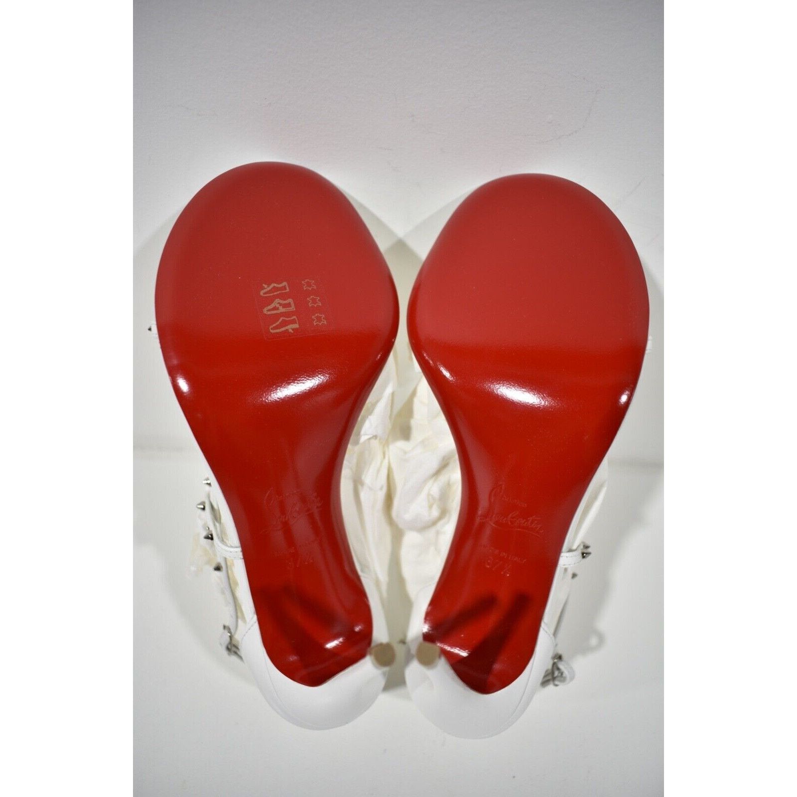 Christian Louboutin Riojana Spikes 100 White Ankle Strappy Sandal Heel Pump 37.5 Size US 7.5 / IT 37.5 - 12 Thumbnail