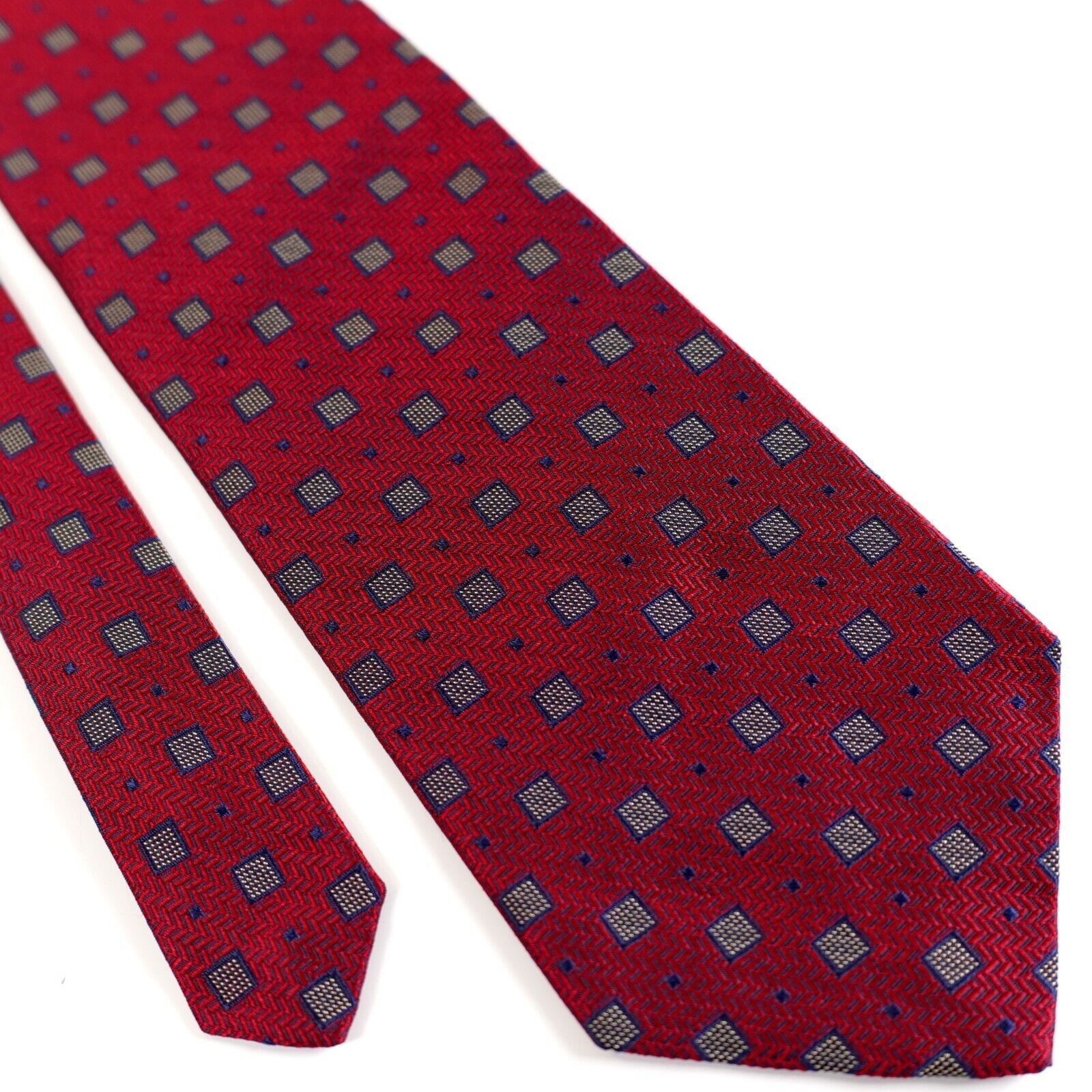 Jos. A. Bank Jos A Bank Red Geometric Houndstooth Woven Short Wide Silk T Size ONE SIZE - 1 Thumbnail