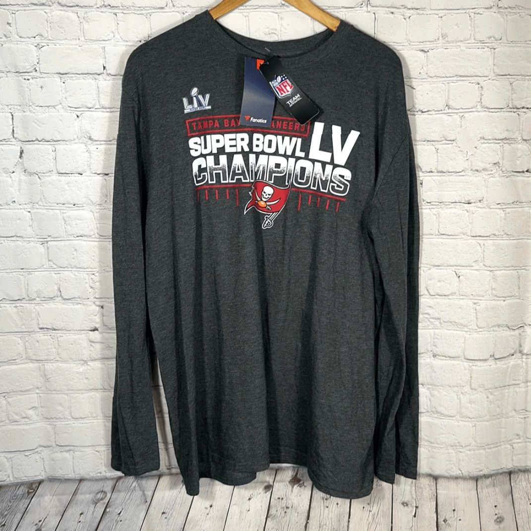 NFL Tampa Bay Buccaneers Super Bowl Champs NFL Men’s Gray Long Sleeve Shirt XL Mens Size US XL / EU 56 / 4 - 2 Thumbnail