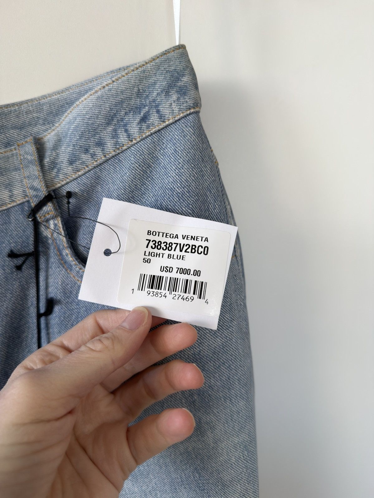 Bottega Veneta BNWT Light Blue Printed Denim Leather Straight Leg Pants 50 Size US 34 / EU 50 - 14 Thumbnail