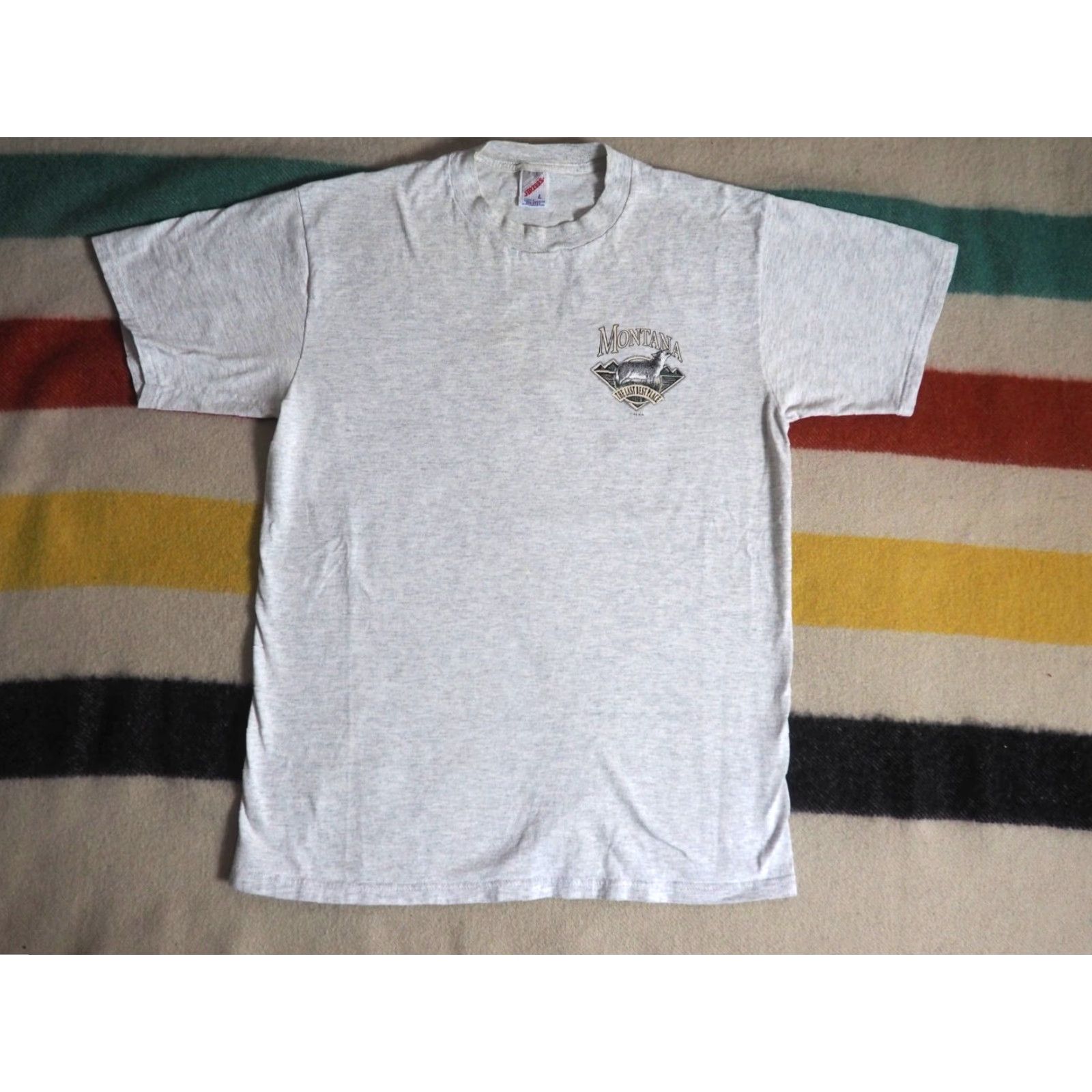 Jerzees VTG 90s Jerzees Canis Lupus Gray Wolf Nature Animal Montana Tee T-Shirt Mens L Size US L / EU 52-54 / 3 - 4 Thumbnail