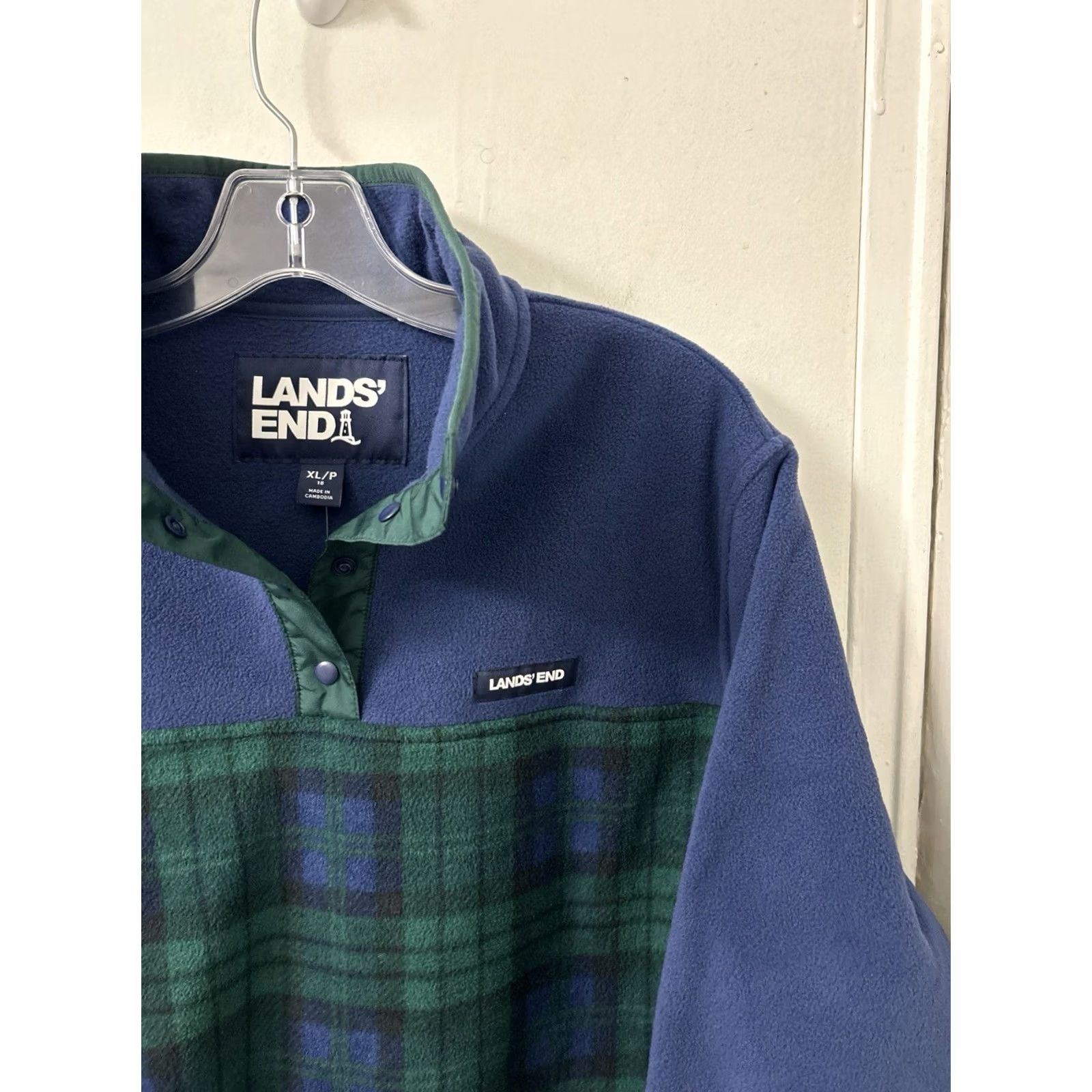 Lands' End VINTAGE Lands End Fleece Pullover Womens XL Petite Blue Green Plaid Heritage NWT Size XL / US 12-14 / IT 48-50 - 5 Thumbnail