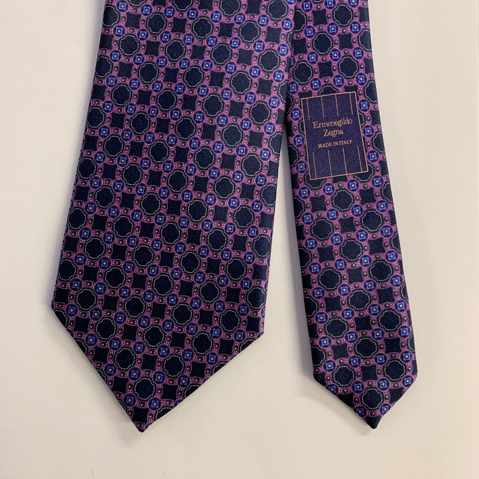 Ermenegildo Zegna ERMENEGILDO ZEGNA One Size Purple Navy Silk Tie Size ONE SIZE - 1 Thumbnail