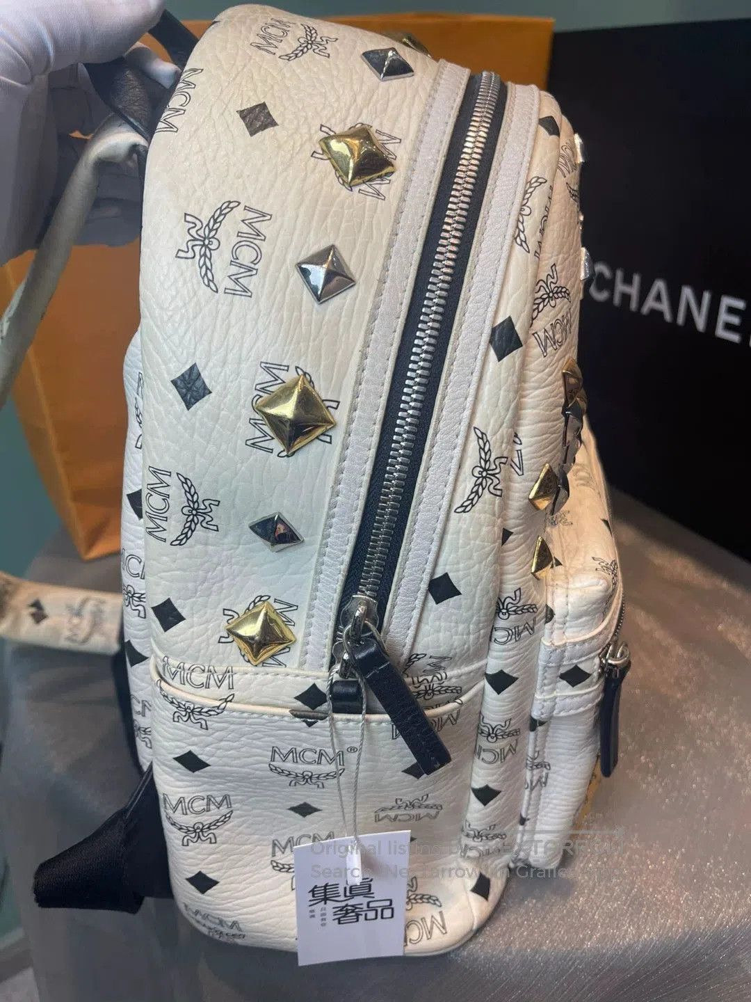 MCM MCM Small Studded White Backpack. Size ONE SIZE - 2 Thumbnail