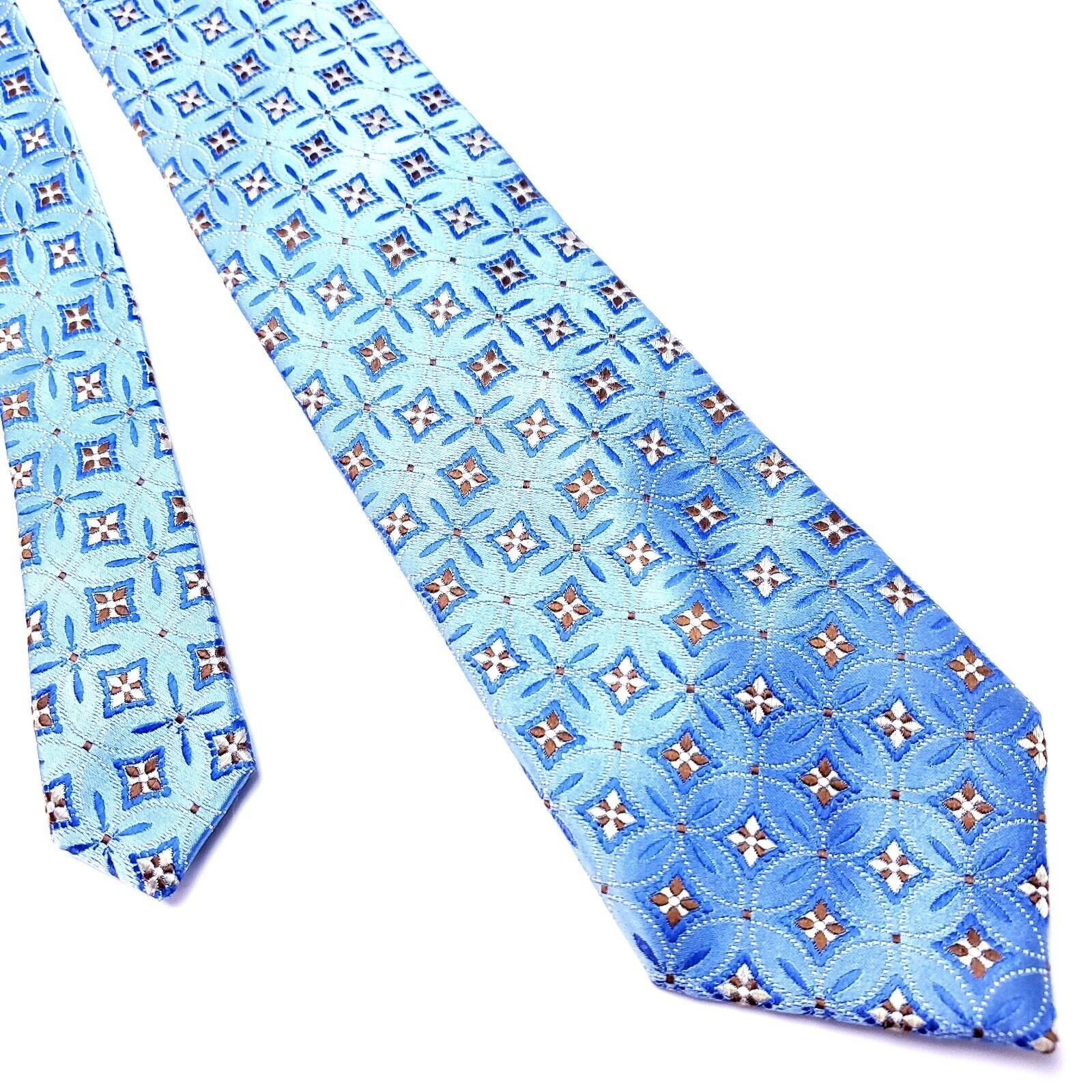 Tasso Elba Tasso Ella Blue Silk Tie Woven Geometric Size ONE SIZE - 1 Thumbnail