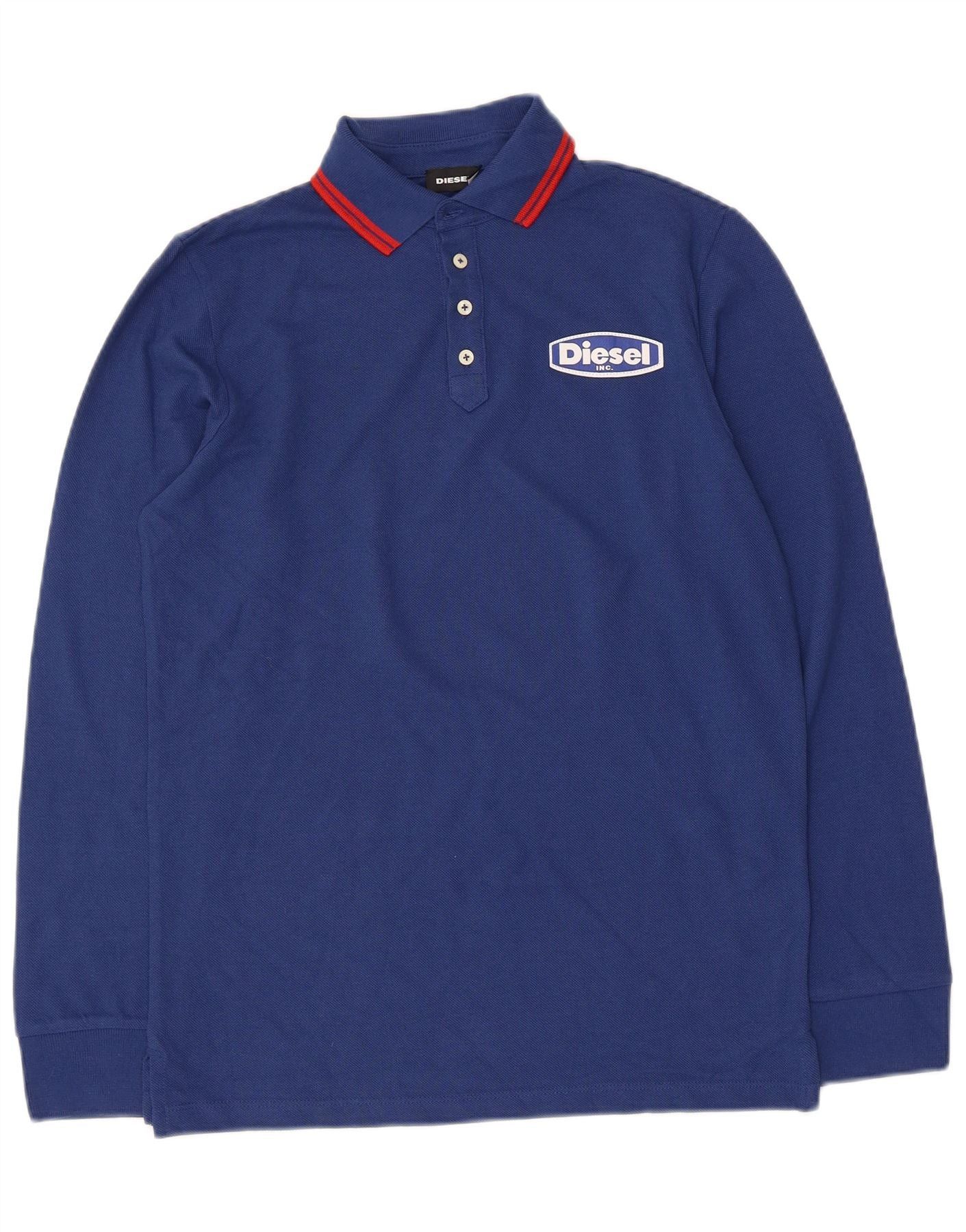 Diesel Boys Graphic Long Sleeve Polo Shirt 11-12 Years Navy Blue Co Size M / US 6-8 / IT 42-44 - 1 Thumbnail