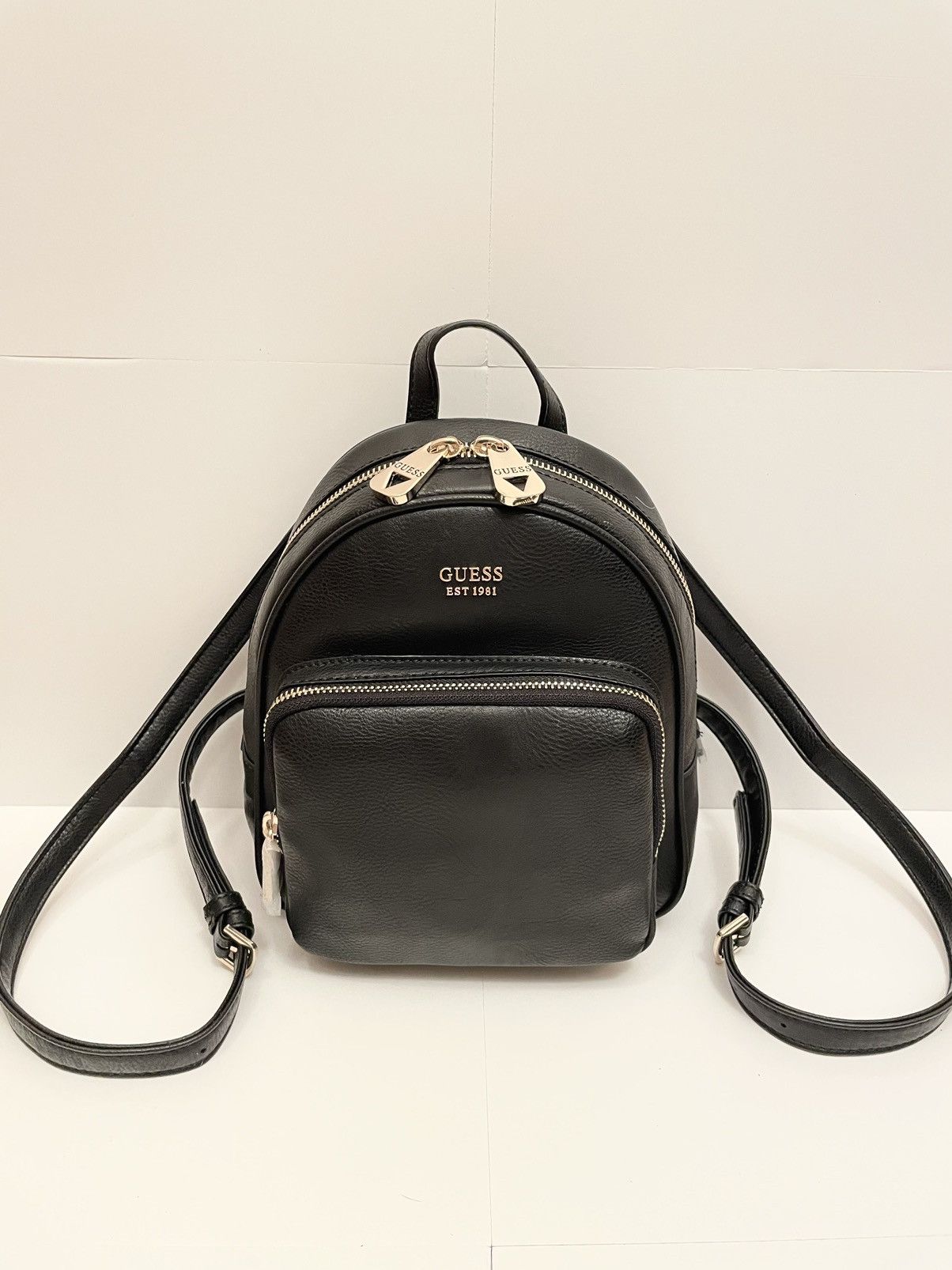Guess GUESS Small Black & Gold Backpack Size ONE SIZE - 1 Thumbnail