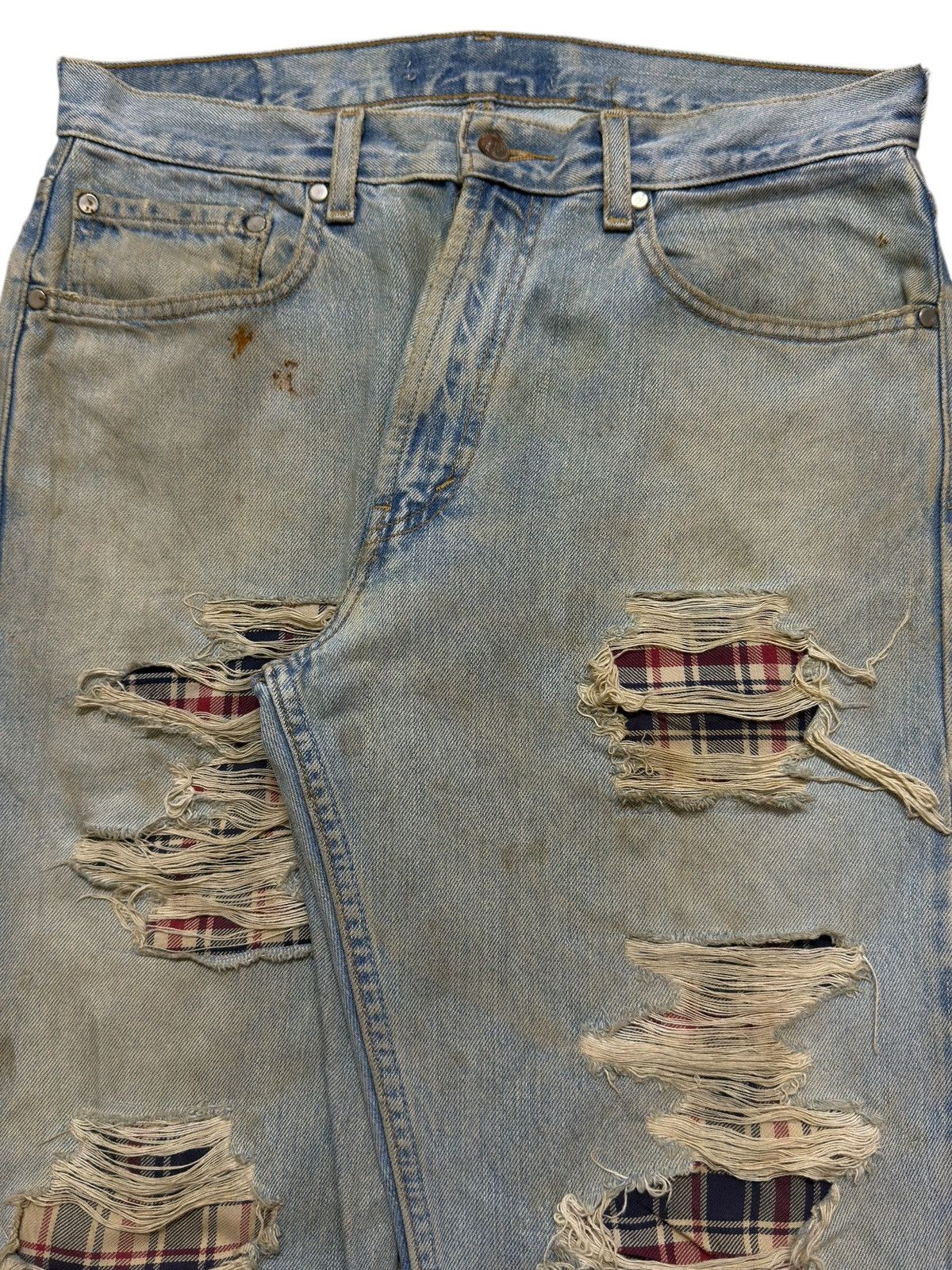 If Six Was Nine Vintage 90s Japanese Mud Wash Ripped Destroyed Straight Leg Size US 31 - 4 Thumbnail
