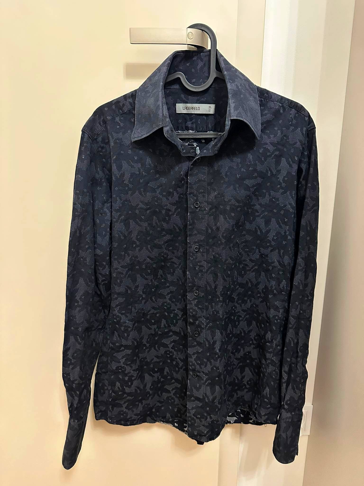 Vintage Karl Lagerfeld Pattern Grey Black Shirt