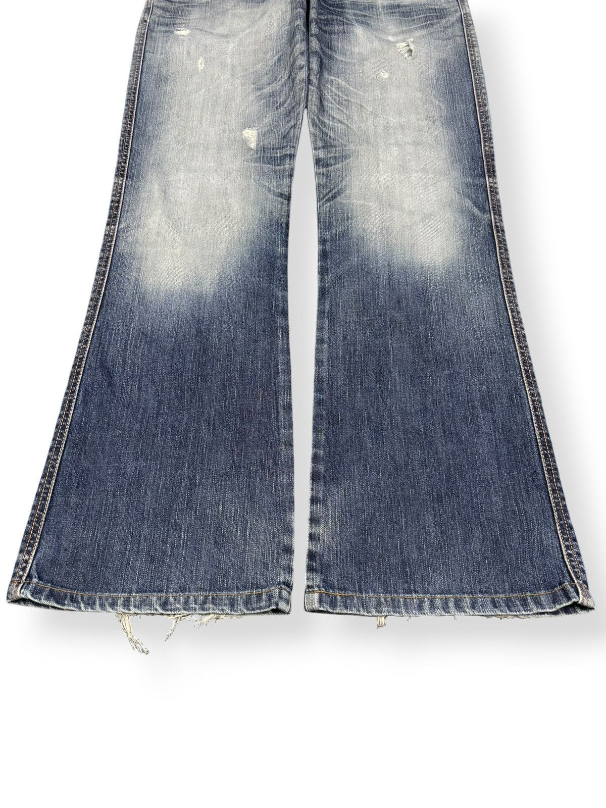 Edwin Vintage Edwin Blue Trip Faded Wash Flare Distressed Jeans Size US 33 - 6 Thumbnail