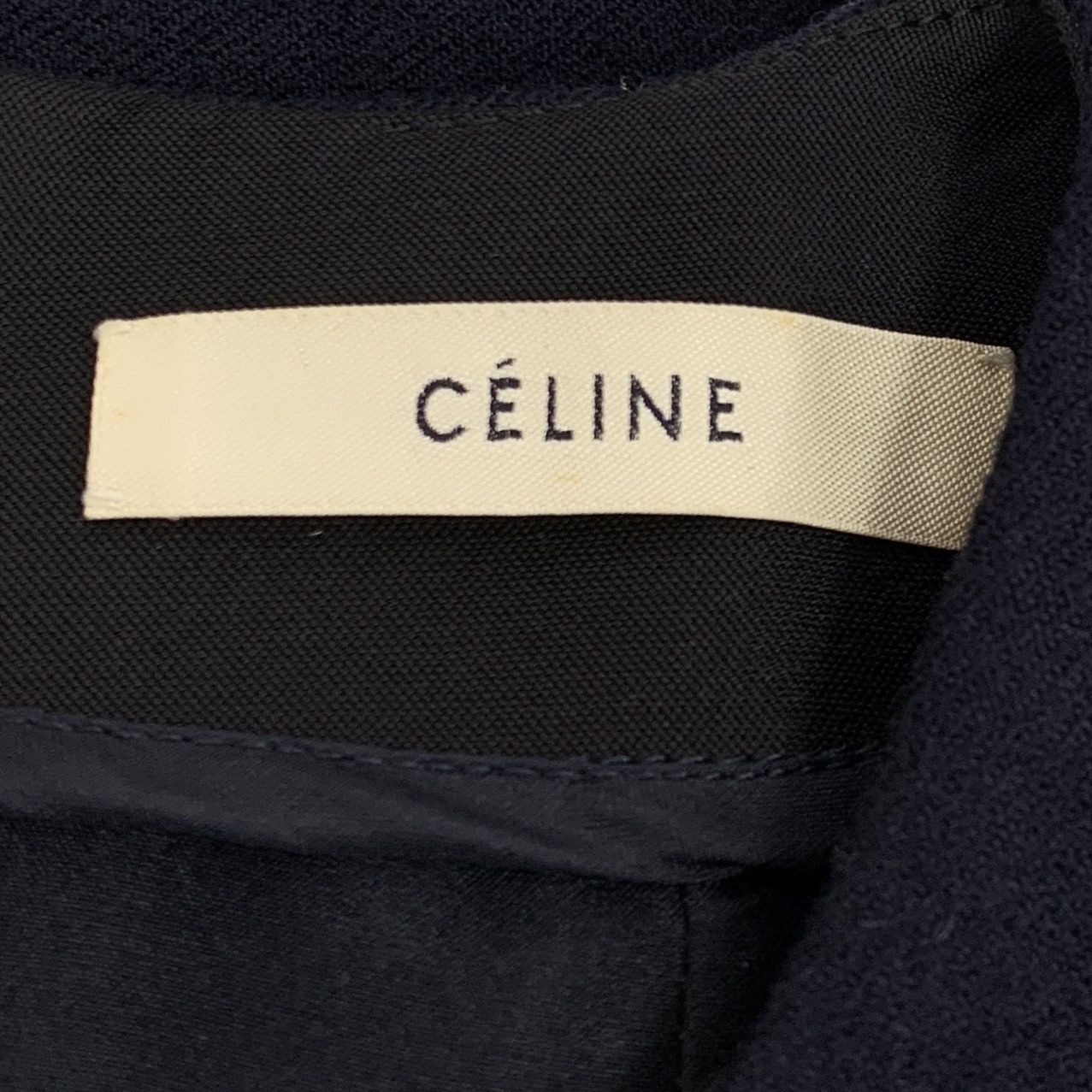 Celine Celine Navy Blue Leather Concealed Button Wool Dress Size XS / US 0-2 / IT 36-38 - 5 Thumbnail