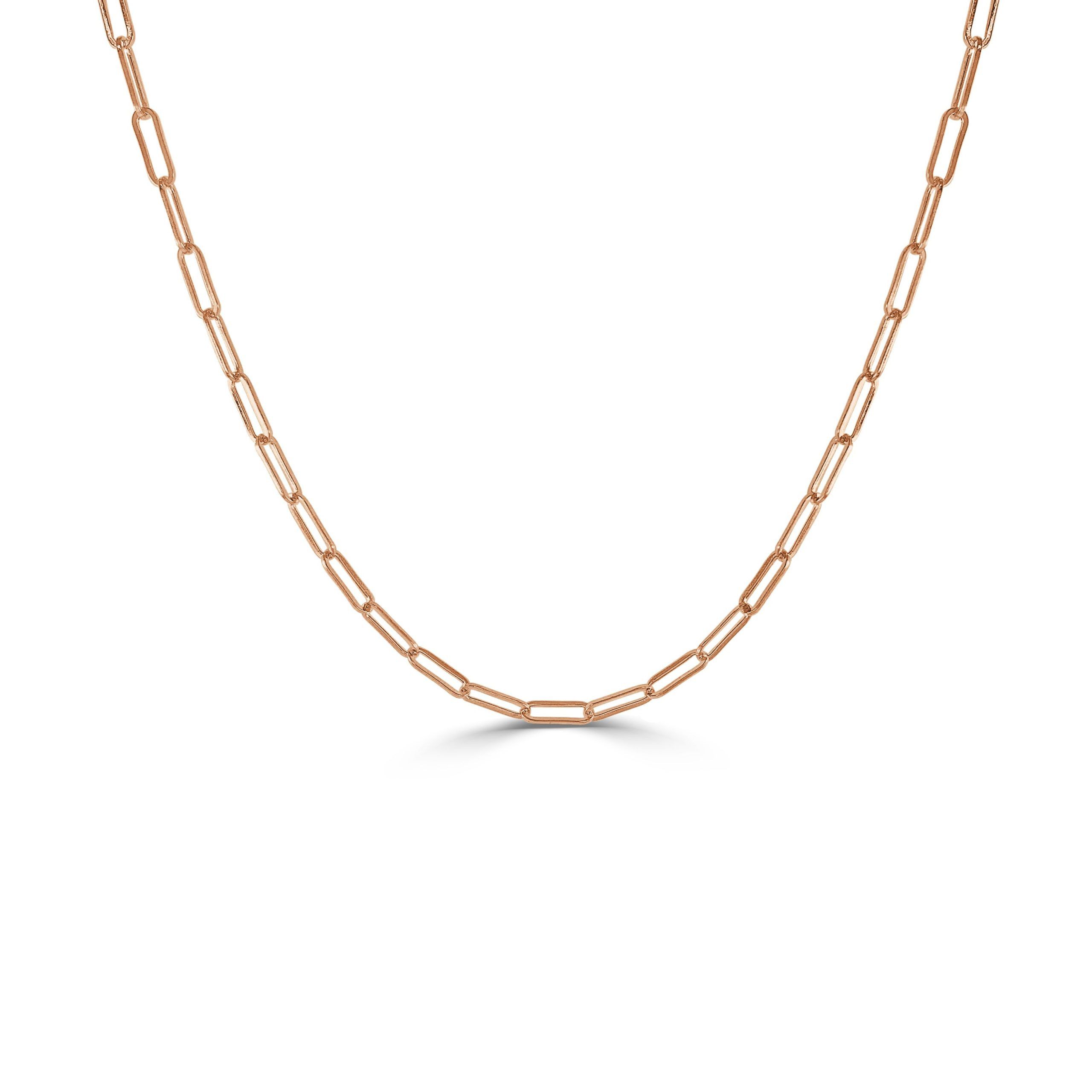 image of Chanel Paperclip Link Necklace In 14K Rose Gold, Women's