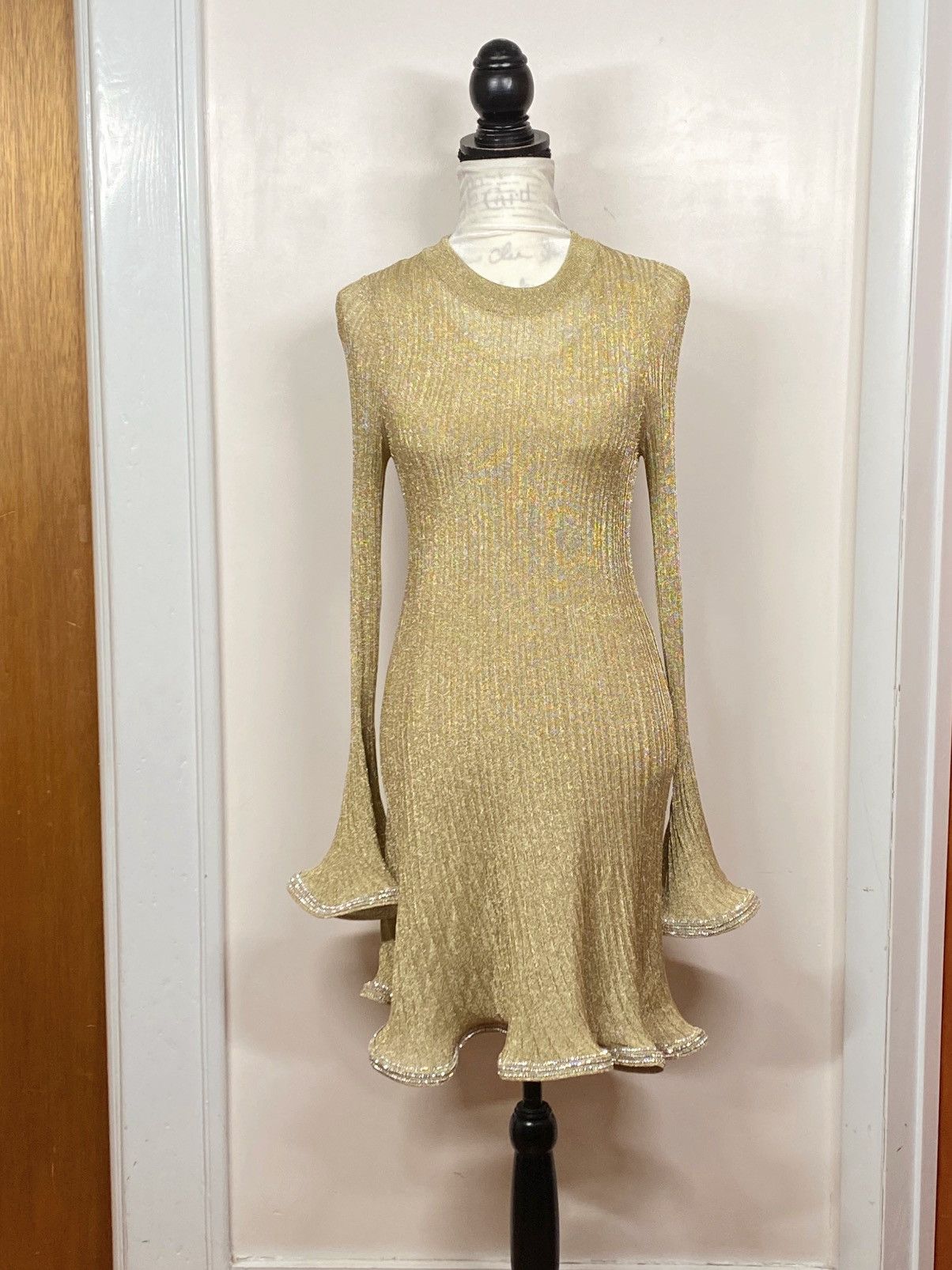 Simkhai SIMKHAI Zelda Metallic Flared Hem Rib-Knit Minidress size M Size M / US 6-8 / IT 42-44 - 6 Thumbnail