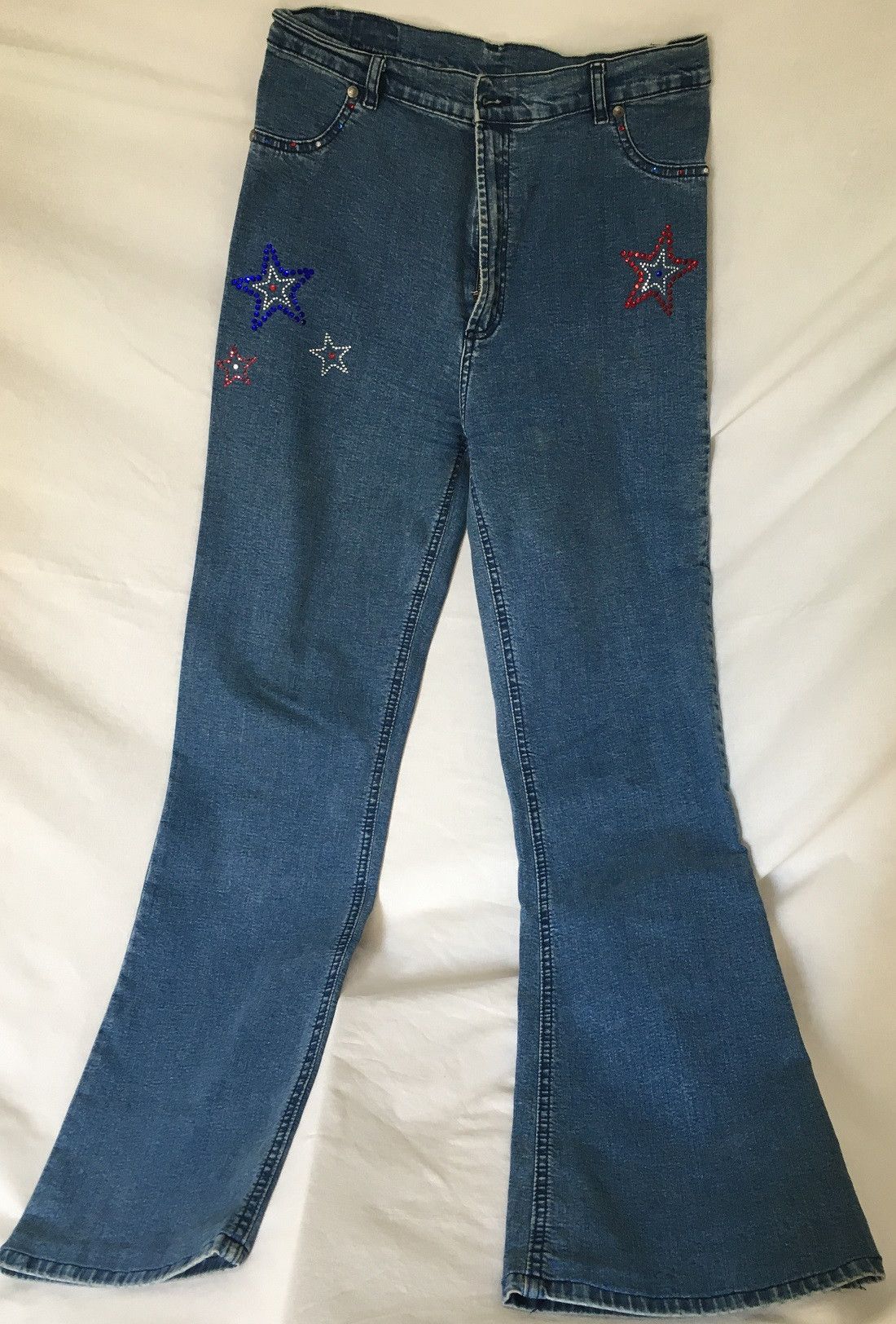Other embellished bell bottom stretch jeans with rhinestones Size 24" / US 00 / IT 34 - 1 Thumbnail