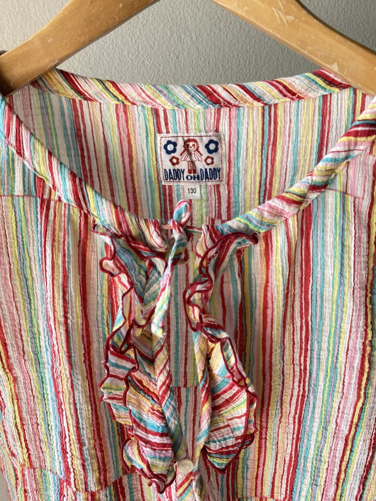 Designer × Japanese Brand DADDY OH DADDY Rainbow Striped Ruffle Blouse Size S / US 4 / IT 40 - 2 Thumbnail