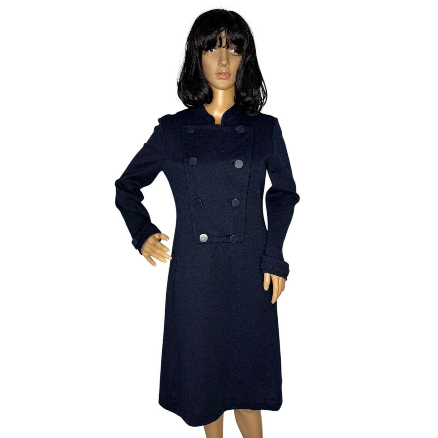 Vintage Vtg 60's Navy double breasted pop over dress military style Size M / US 6-8 / IT 42-44 - 8 Thumbnail
