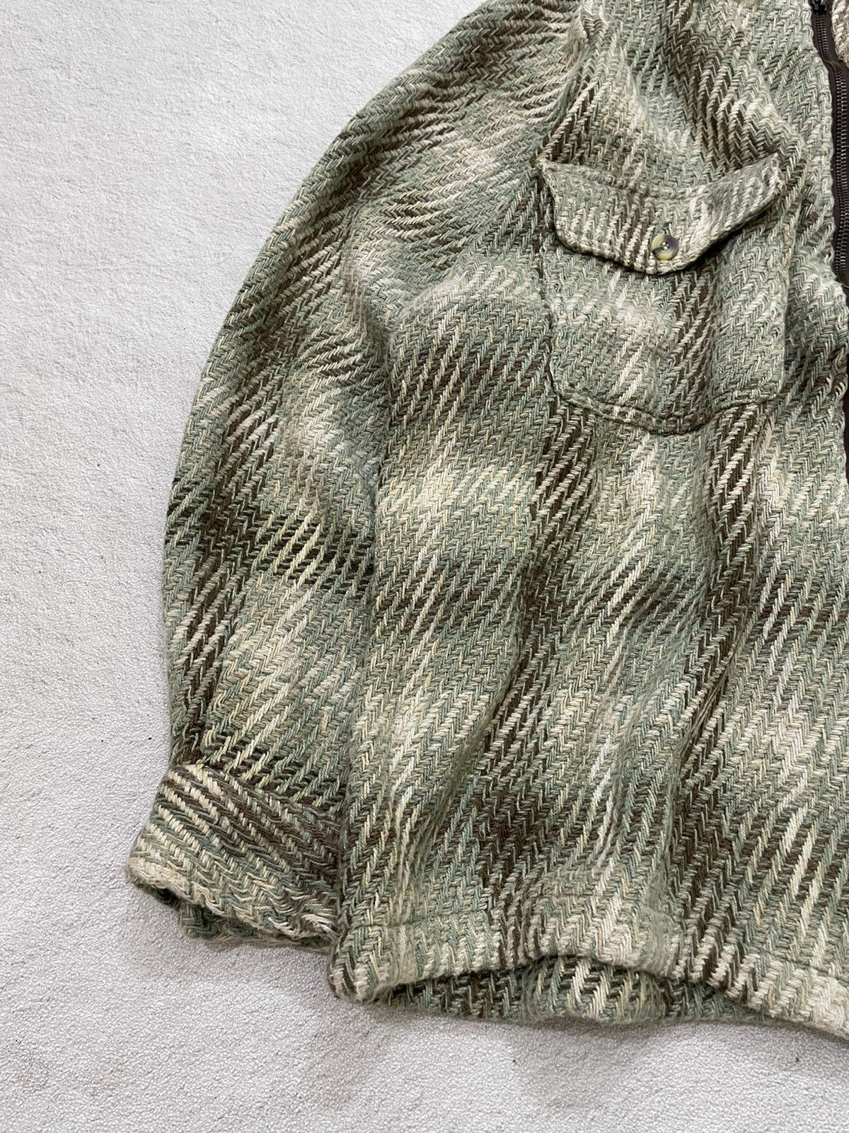 Japanese Brand 2000s Burns Green Textured Zip Jacket Textured woven Fabric Size US L / EU 52-54 / 3 - 3 Thumbnail