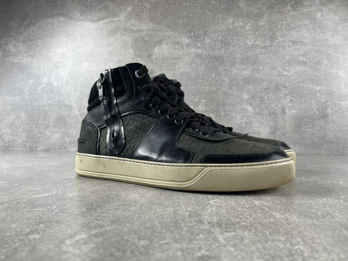 Lanvin Lanvin High Top Sneakers Black Leather Croc Embossed Size 7 Size US 7 / EU 40 - 2 Thumbnail
