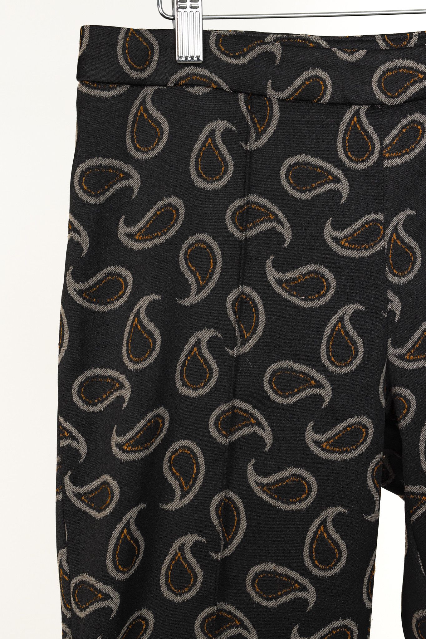 Luisa Cerano Luisa Cerano Black Paisley Satin-Jacquard Pants Size 33" - 5 Thumbnail