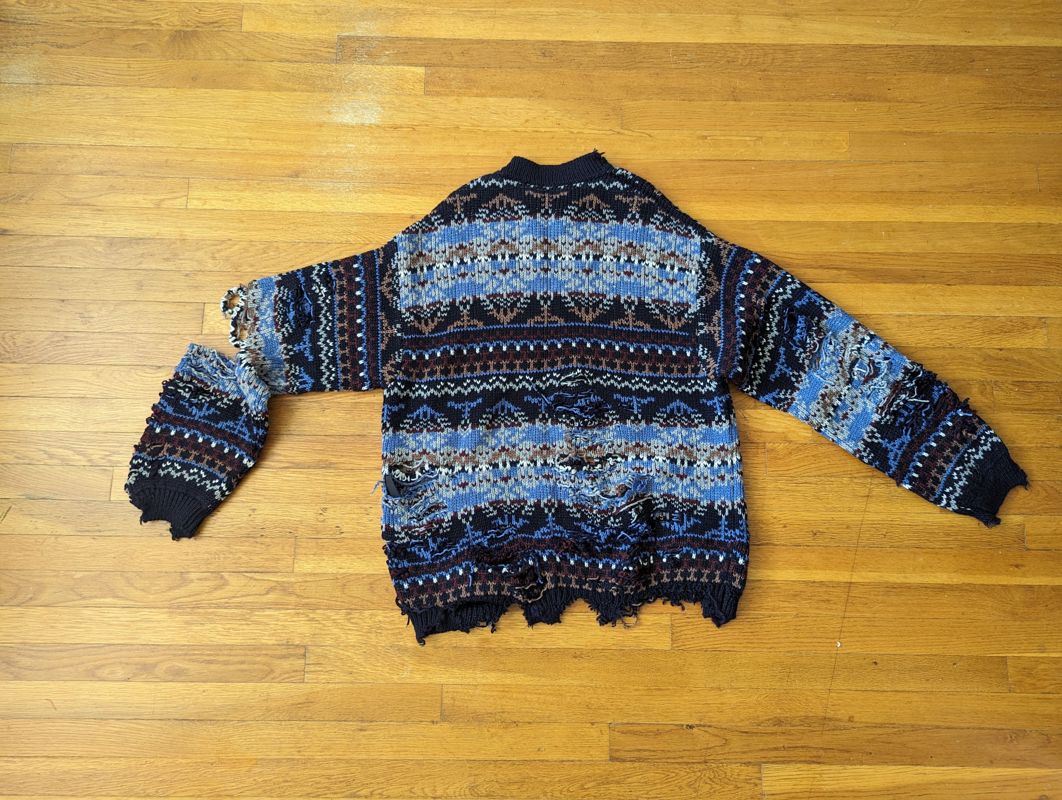 Balenciaga SAMPLE FA21 Destroyed Fair Isle Knit Size US L / EU 52-54 / 3 - 3 Thumbnail