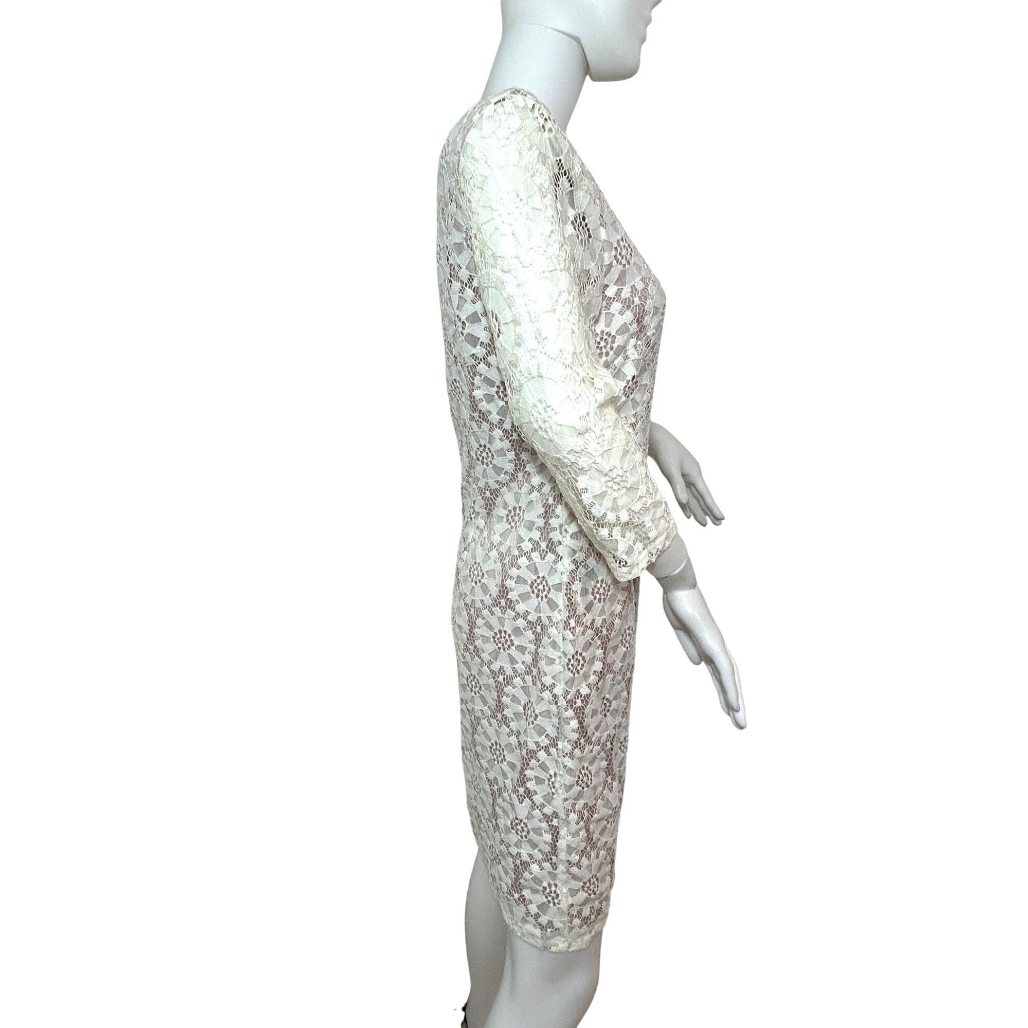 Vince Camuto Vince Camuto Dress Lace Overlay Ivory Taupe 8 Above Knee She Size M / US 6-8 / IT 42-44 - 3 Thumbnail