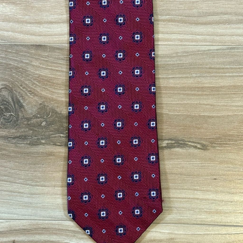 Bruno Piattelli Bruno Piattelli Red Silk Tie 3.25” Handmade Medallion Size 26 - 1 Thumbnail