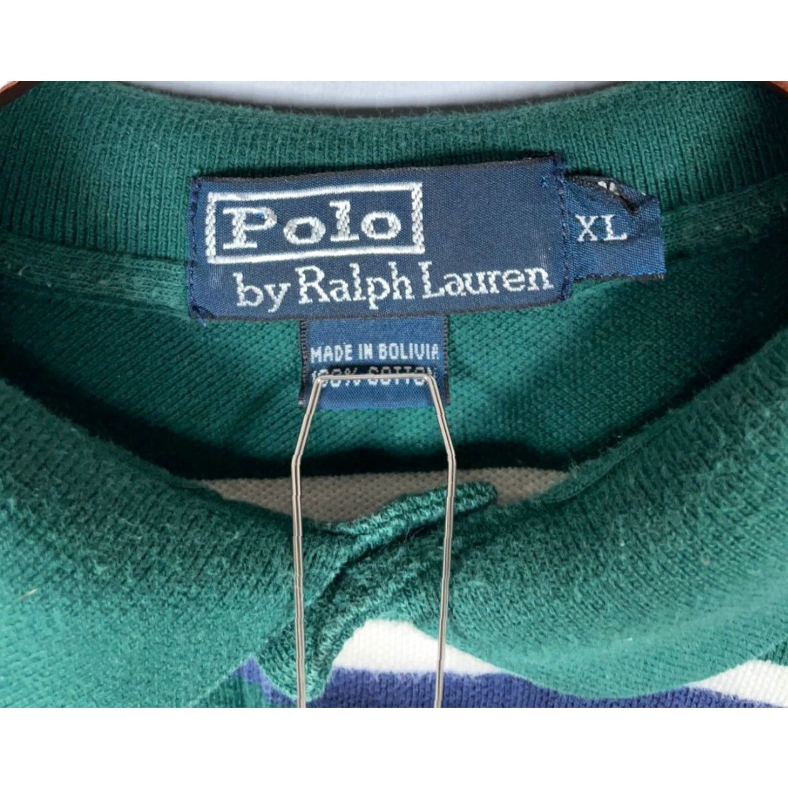 Polo Ralph Lauren VINTAGE Polo Ralph Lauren Striped 3/4 Sleeve Polo Shirt Adult XL Green Blue Cotton Casual 90s Mens Size US XL / EU 56 / 4 - 4 Thumbnail