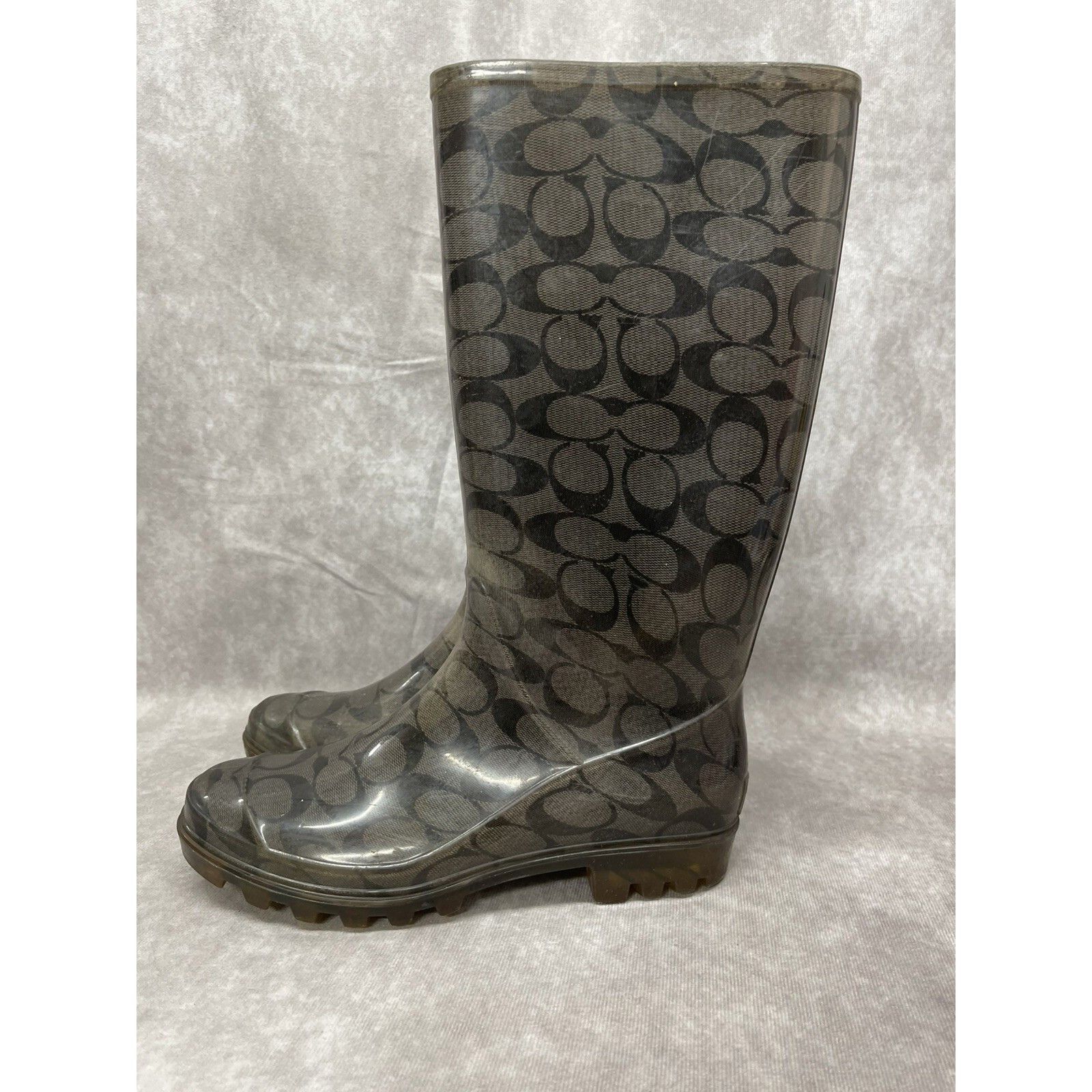 Coach Coach Pixie Signature Rubber Rain Boots Size 7 Black Gray Size US 7 / IT 37 - 4 Thumbnail