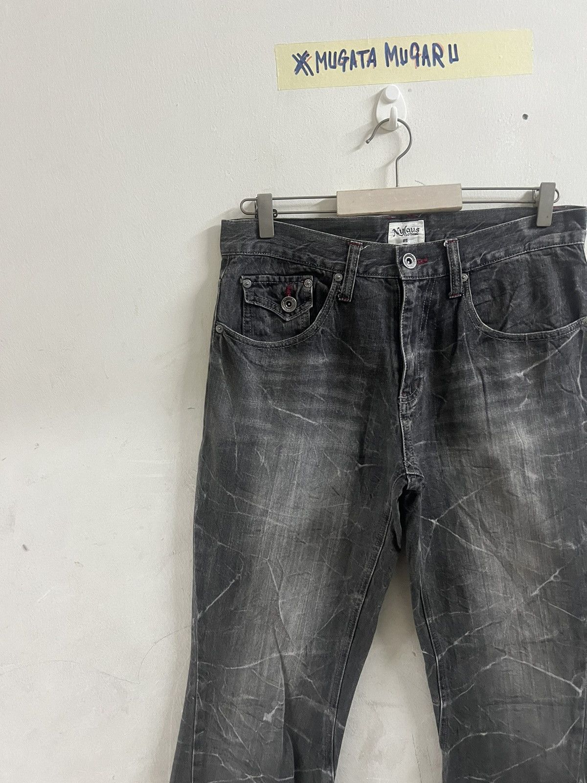Japanese Brand FLARED🔥NYLAUS TWIST DISTRESSED DENIM PANT Size US 32 / EU 48 - 2 Thumbnail