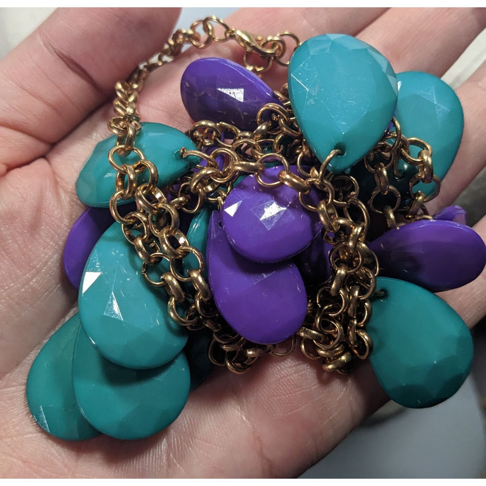 Other 90s Themed Purple And Turquoise Gemmed Layered Fringe Neckla Size ONE SIZE - 3 Thumbnail