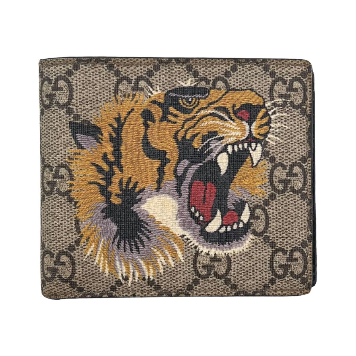 image of Gucci Tiger Monogram Bifold Wallet in Tan, Men's