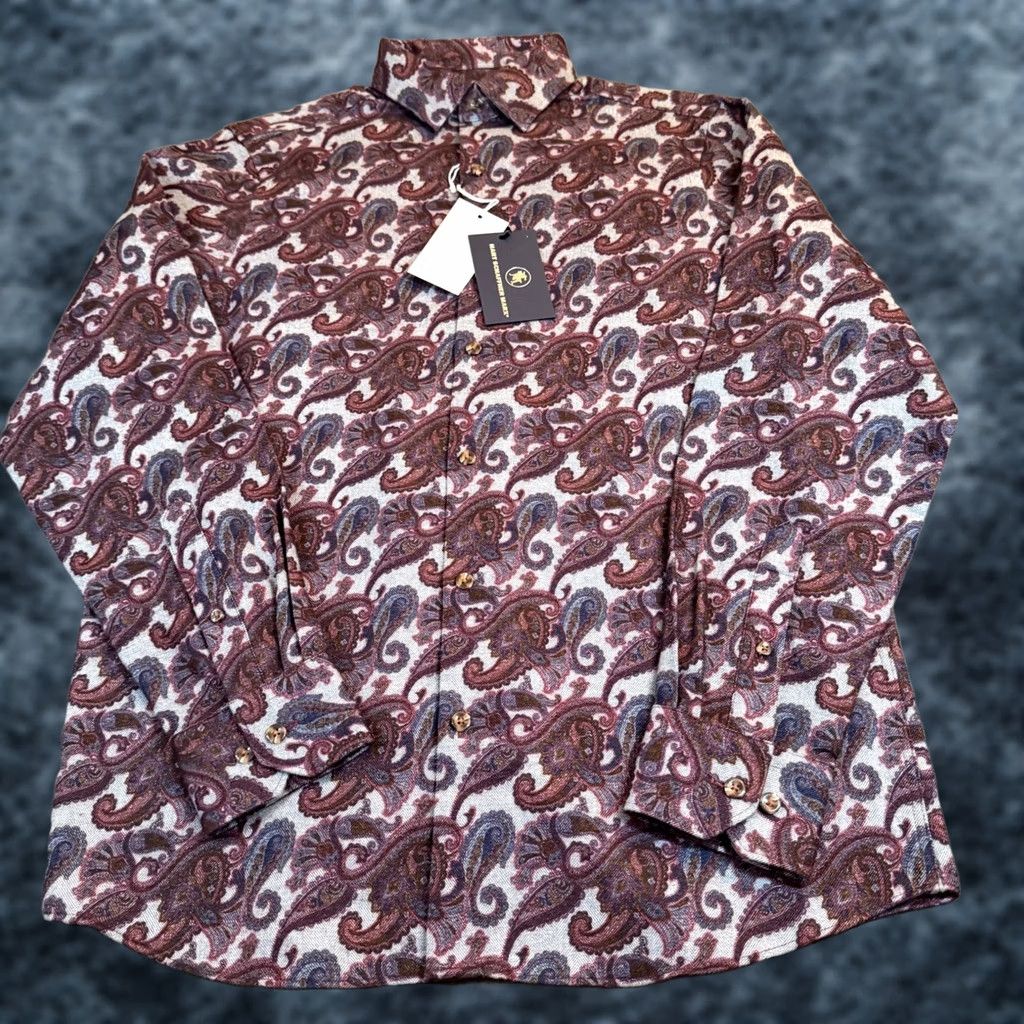 Hart Schaffner Marx Hart Schaffner Marx Mens Small Paisley Canclini Cotton Button Down Shirt LS NEW Size US S / EU 44-46 / 1 - 1 Thumbnail