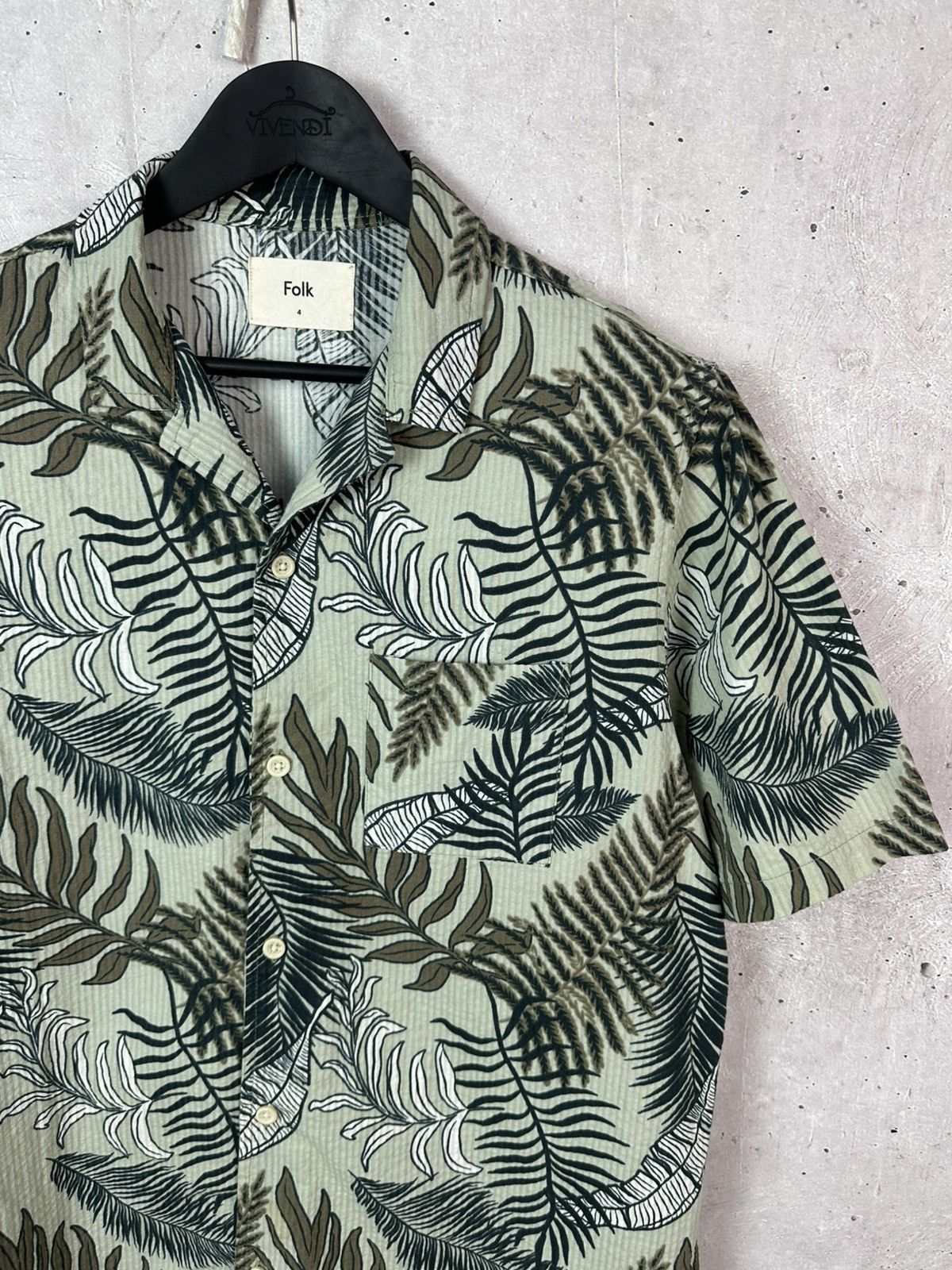 Folk Folk Tropical Leaves Green Cotton Short Sleeve Men’s Shirt Size US L / EU 52-54 / 3 - 3 Thumbnail